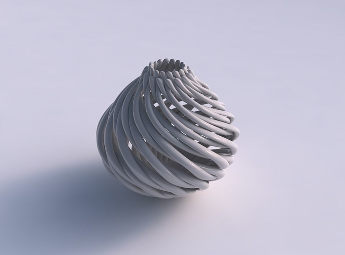 Vase oval twisted with muscle structure and soft tips twisted and squeezed