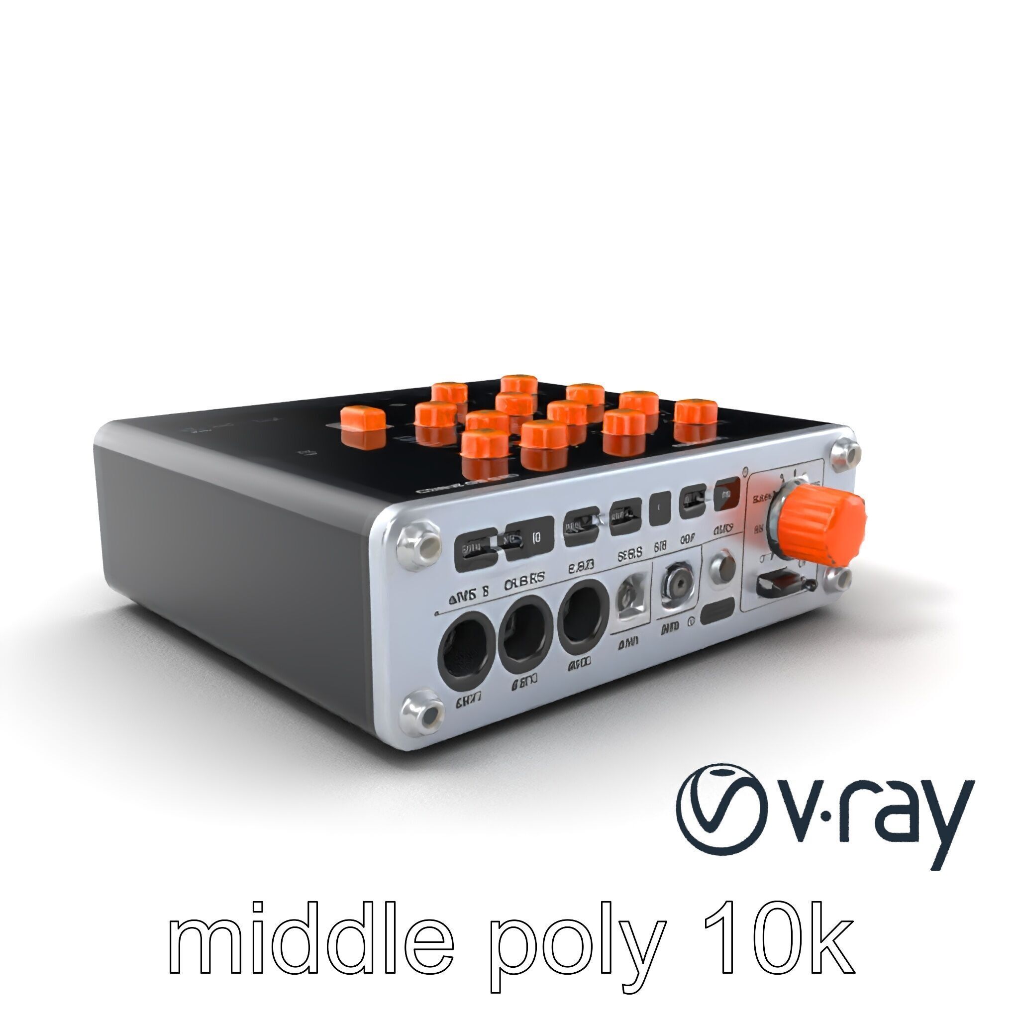 PixelMix Audio Interface model pack with neon-orange dials an... Low-poly 3D model_3