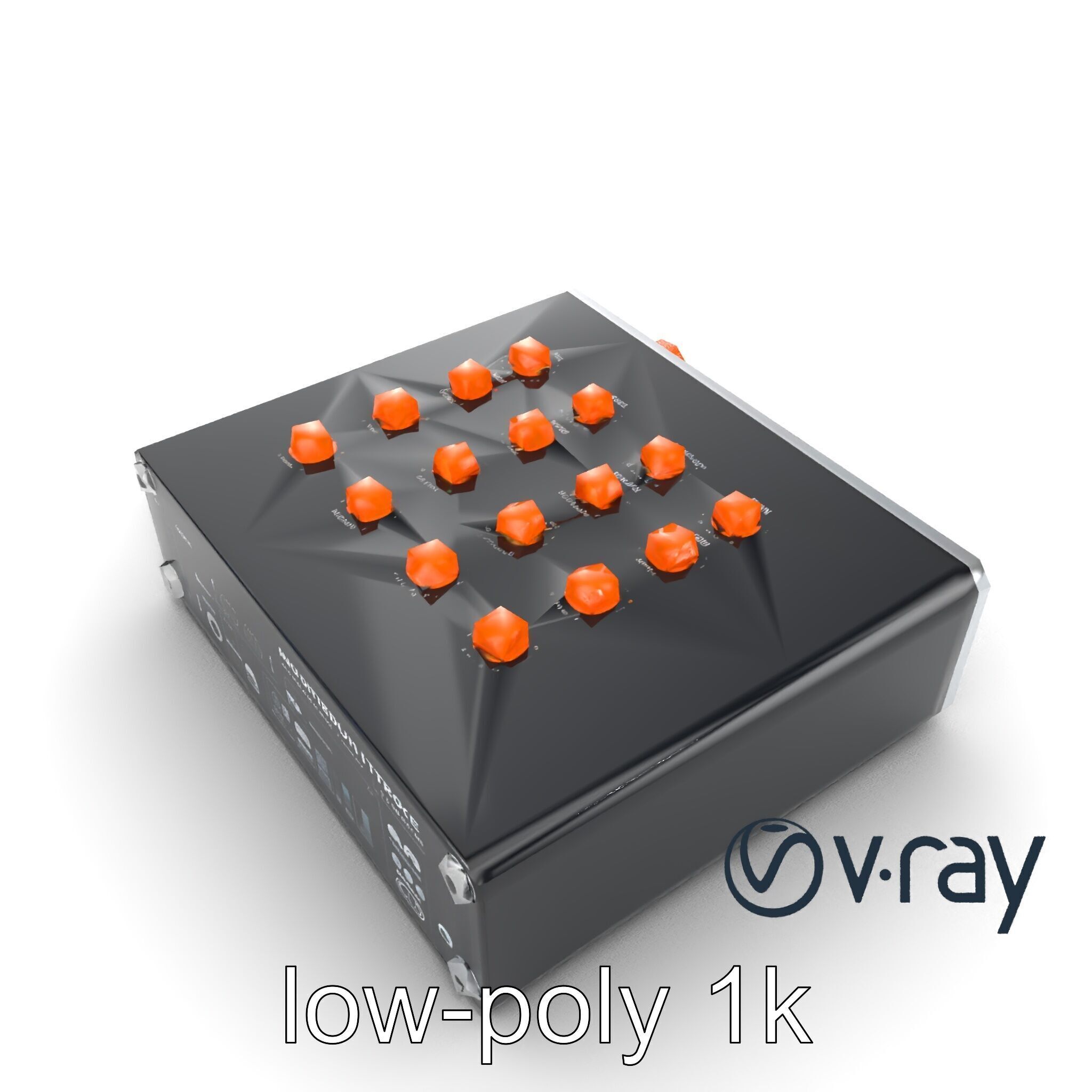 PixelMix Audio Interface model pack with neon-orange dials an... Low-poly 3D model_10
