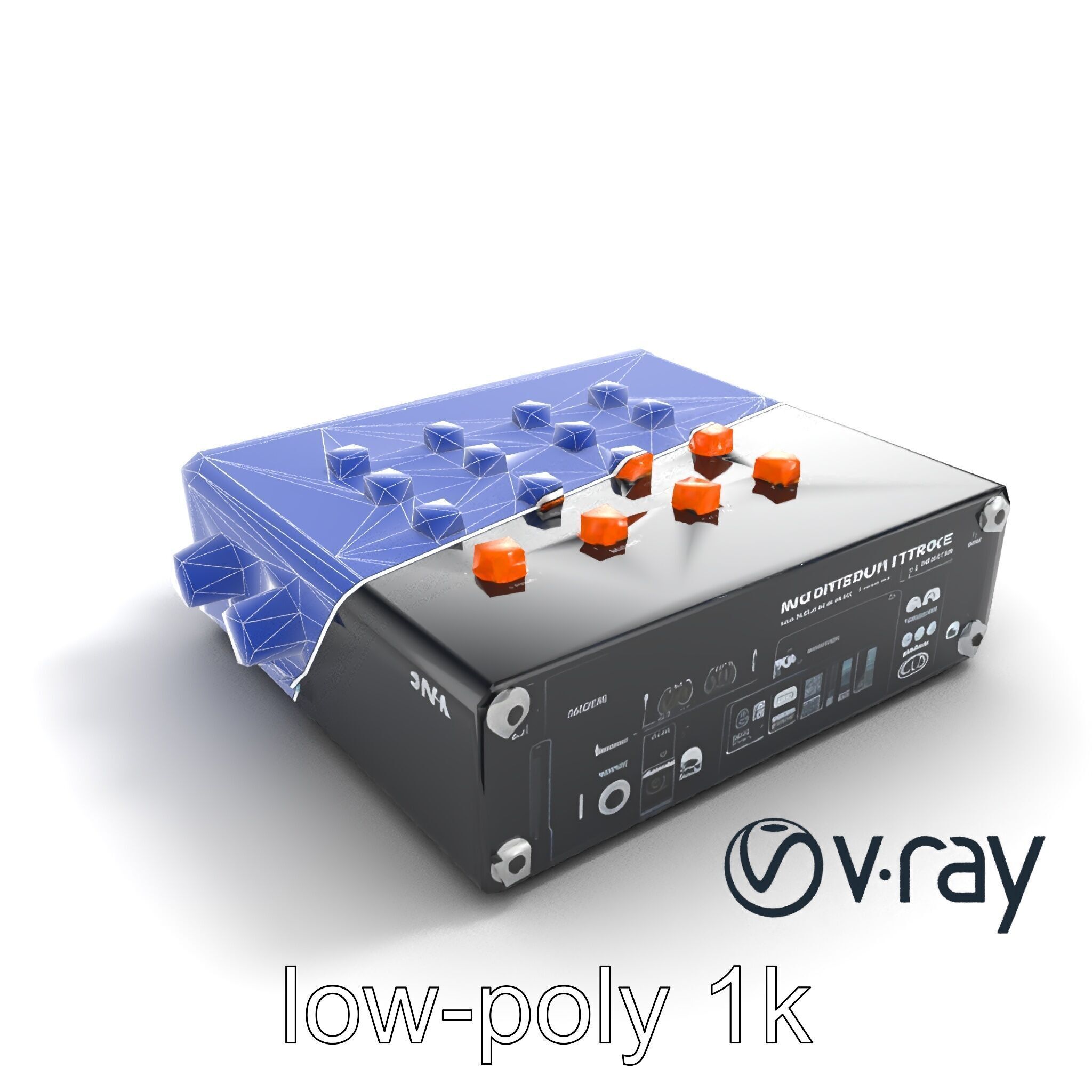 PixelMix Audio Interface model pack with neon-orange dials an... Low-poly 3D model_25