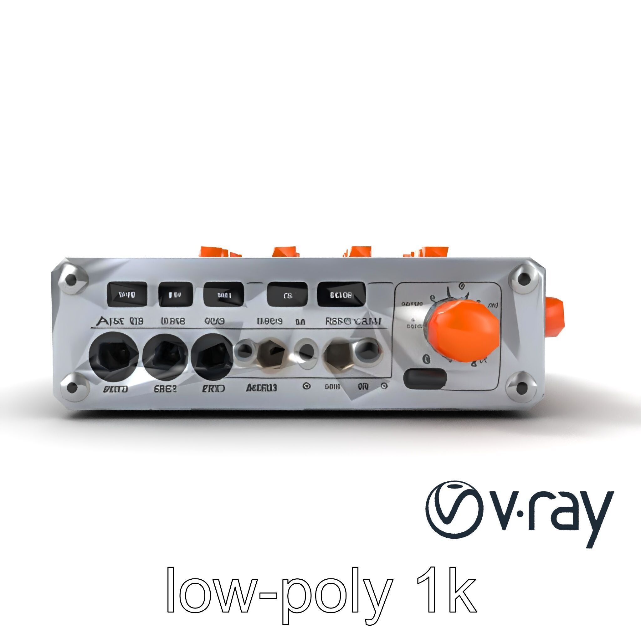 PixelMix Audio Interface model pack with neon-orange dials an... Low-poly 3D model_14