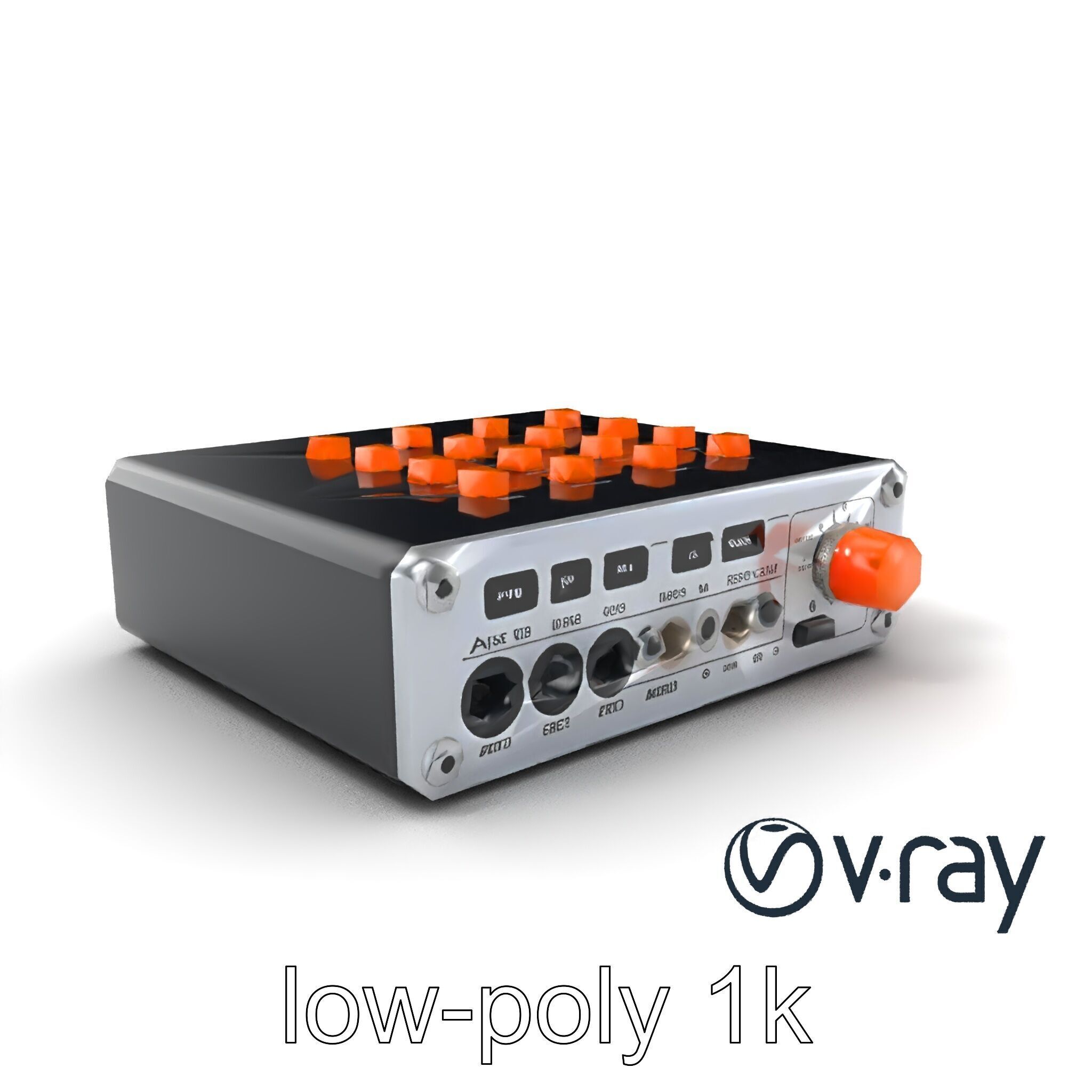 PixelMix Audio Interface model pack with neon-orange dials an... Low-poly 3D model_2