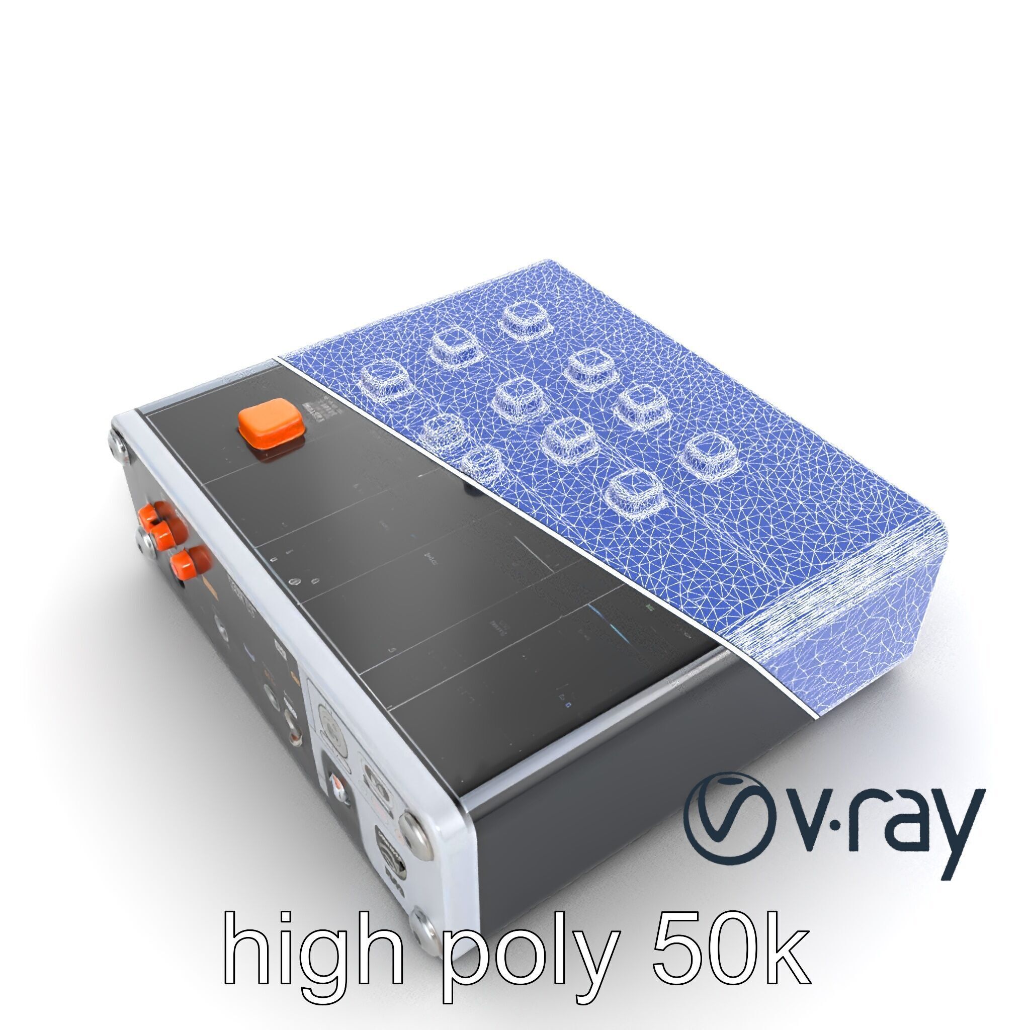 PixelMix Audio Interface model pack with neon-orange dials an... Low-poly 3D model_28