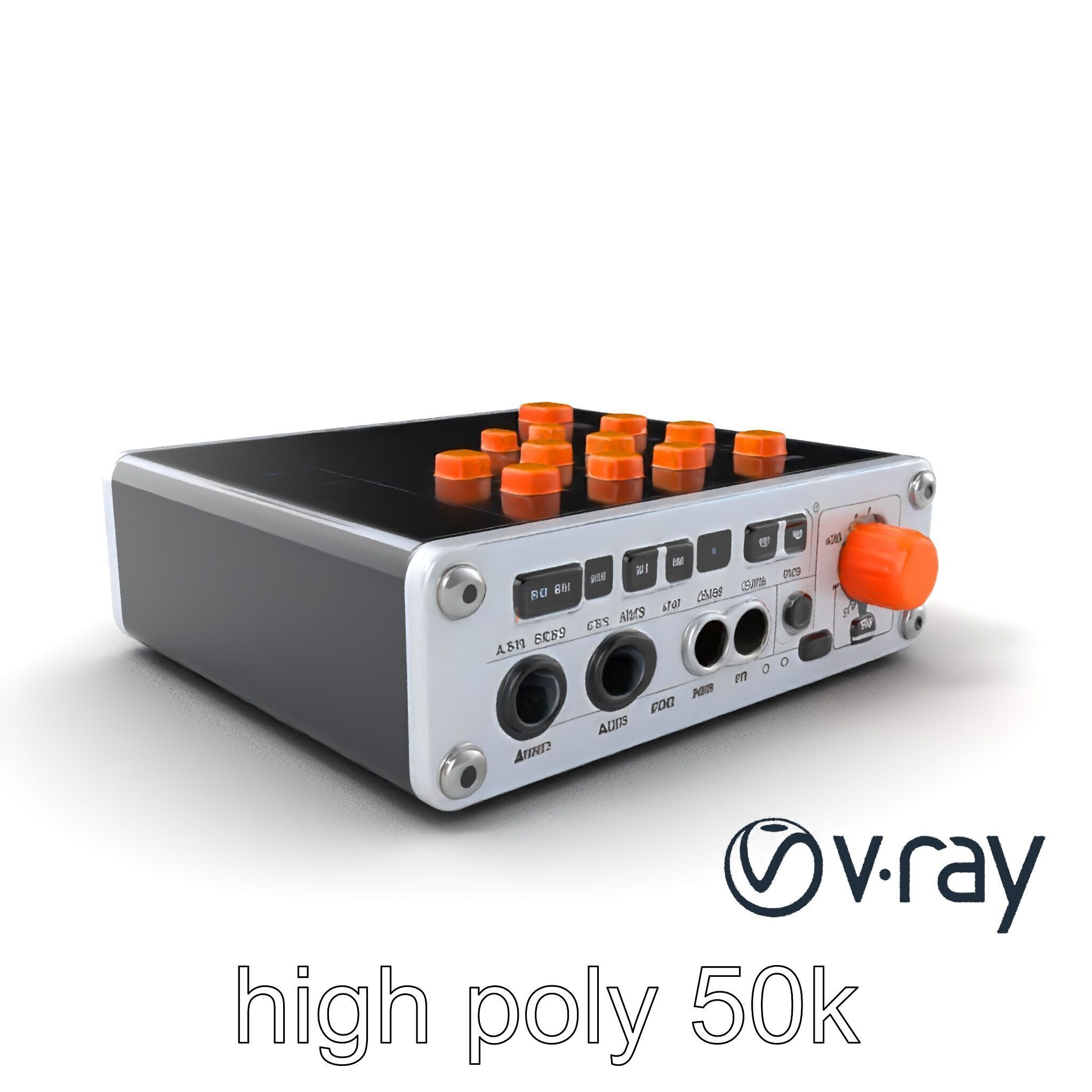 PixelMix Audio Interface model pack with neon-orange dials an... Low-poly 3D model_5