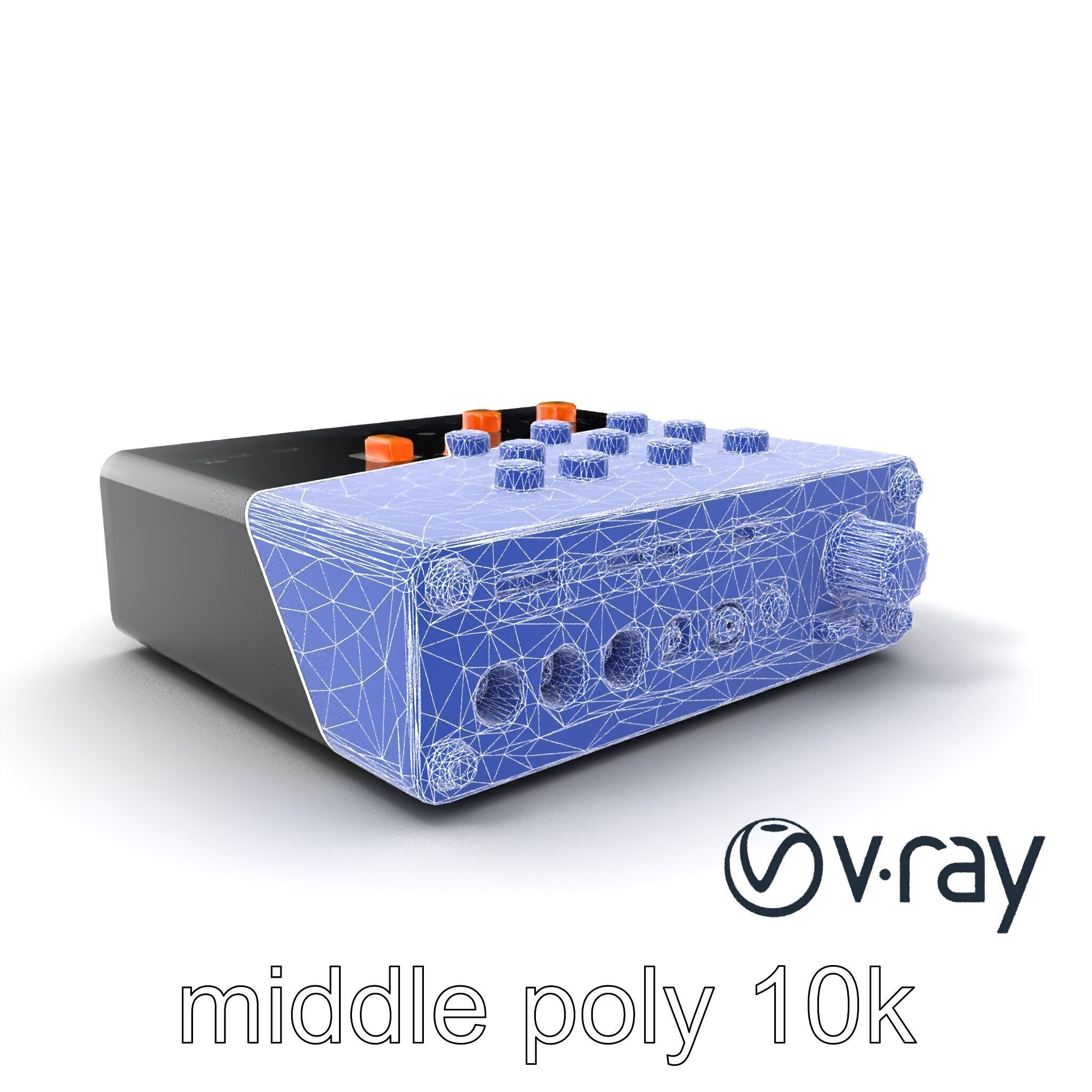 PixelMix Audio Interface model pack with neon-orange dials an... Low-poly 3D model_6