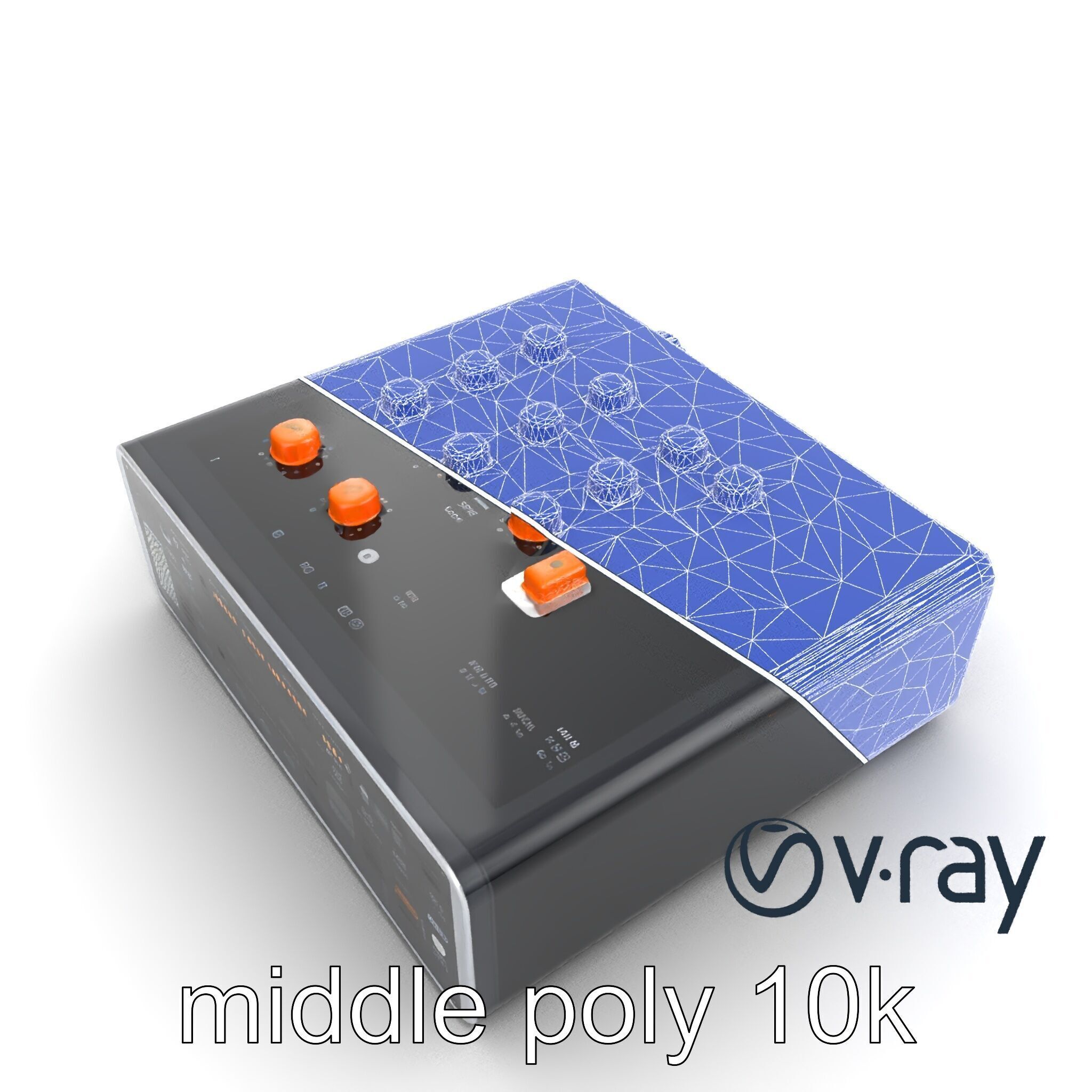 PixelMix Audio Interface model pack with neon-orange dials an... Low-poly 3D model_30