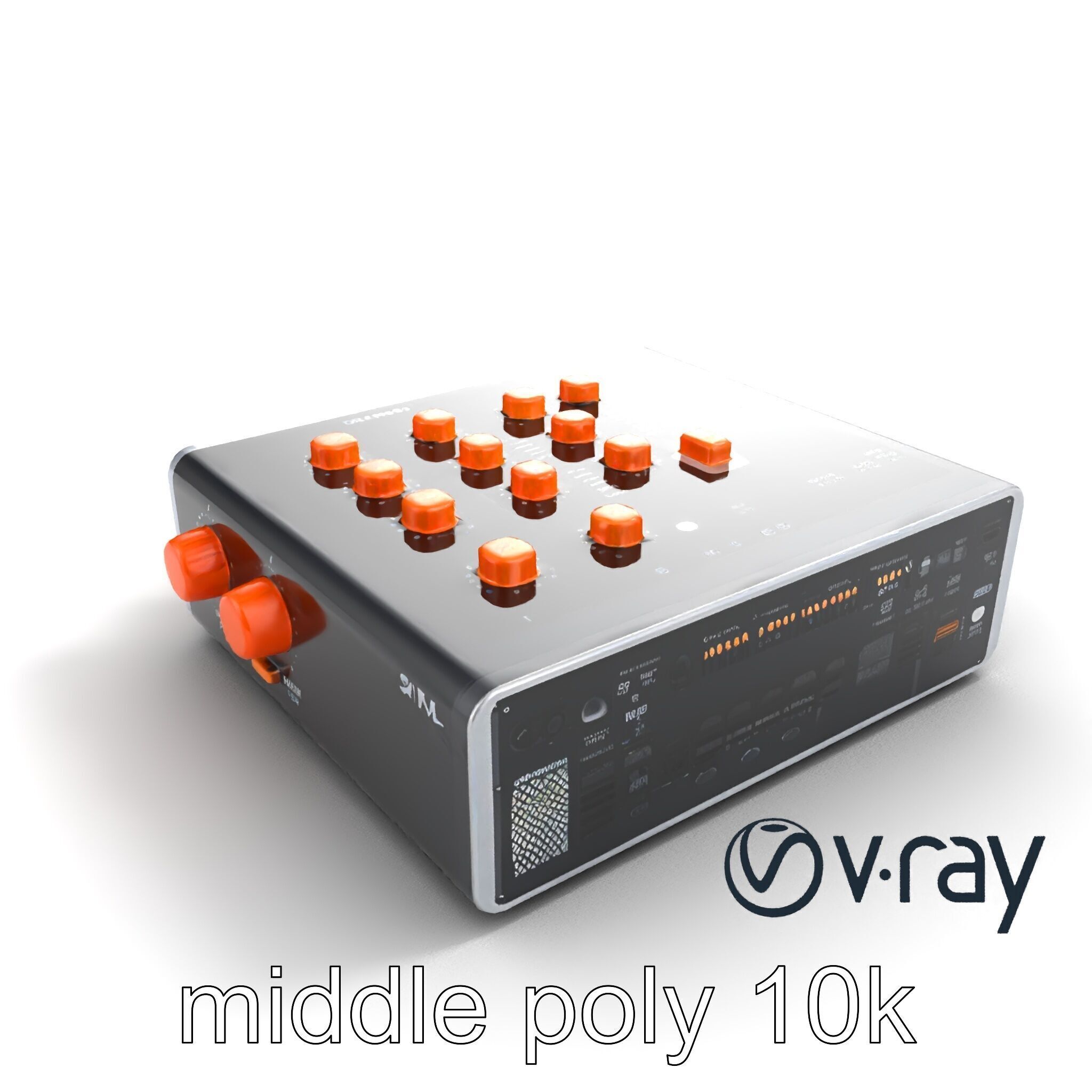 PixelMix Audio Interface model pack with neon-orange dials an... Low-poly 3D model_9