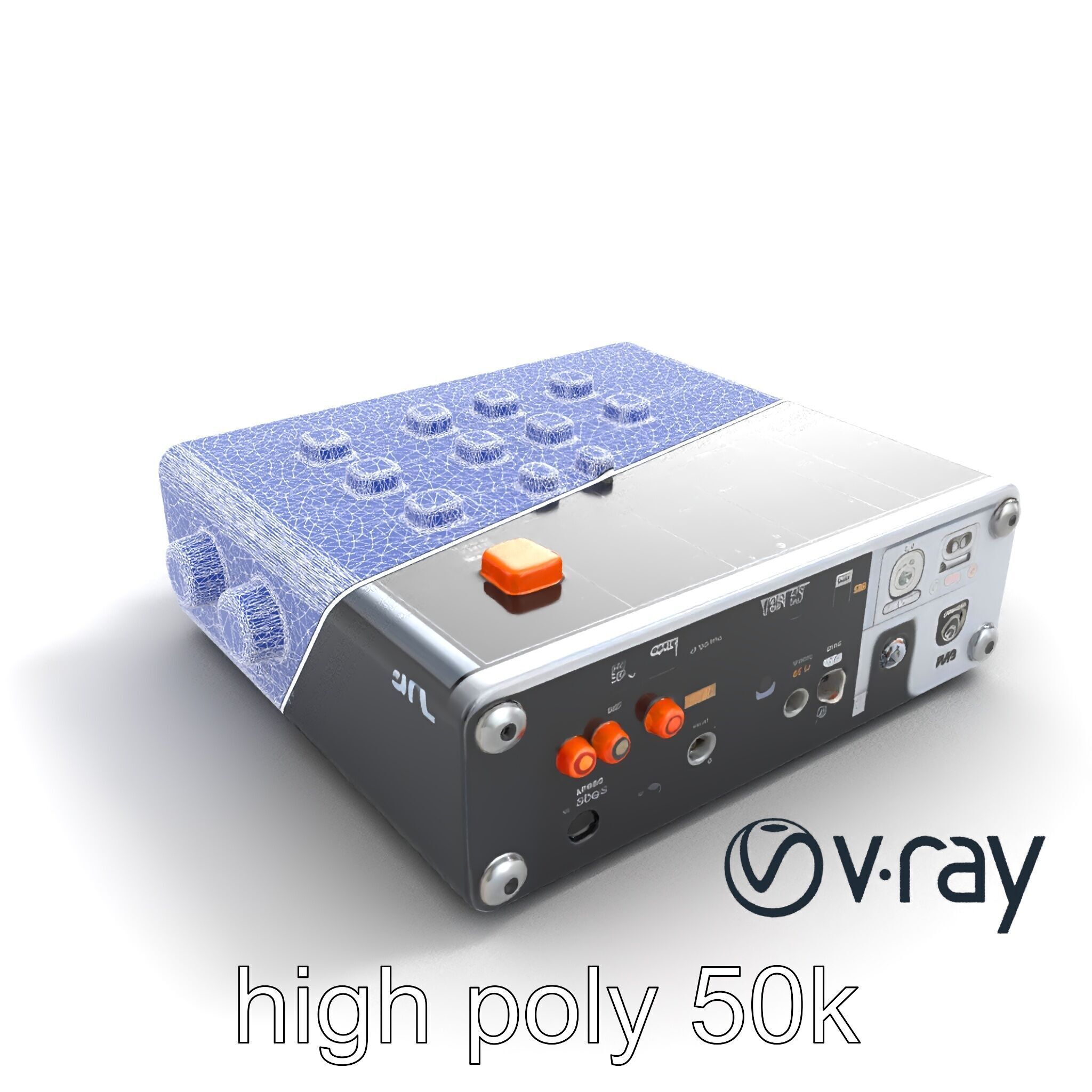 PixelMix Audio Interface model pack with neon-orange dials an... Low-poly 3D model_23