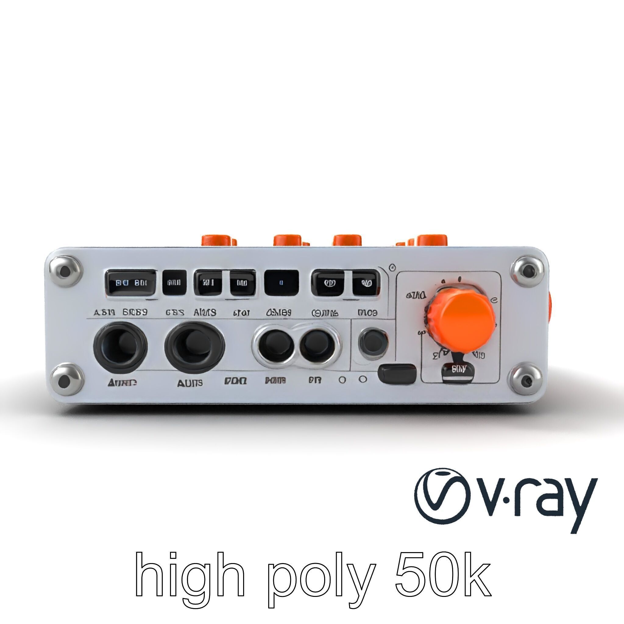PixelMix Audio Interface model pack with neon-orange dials an... Low-poly 3D model_19