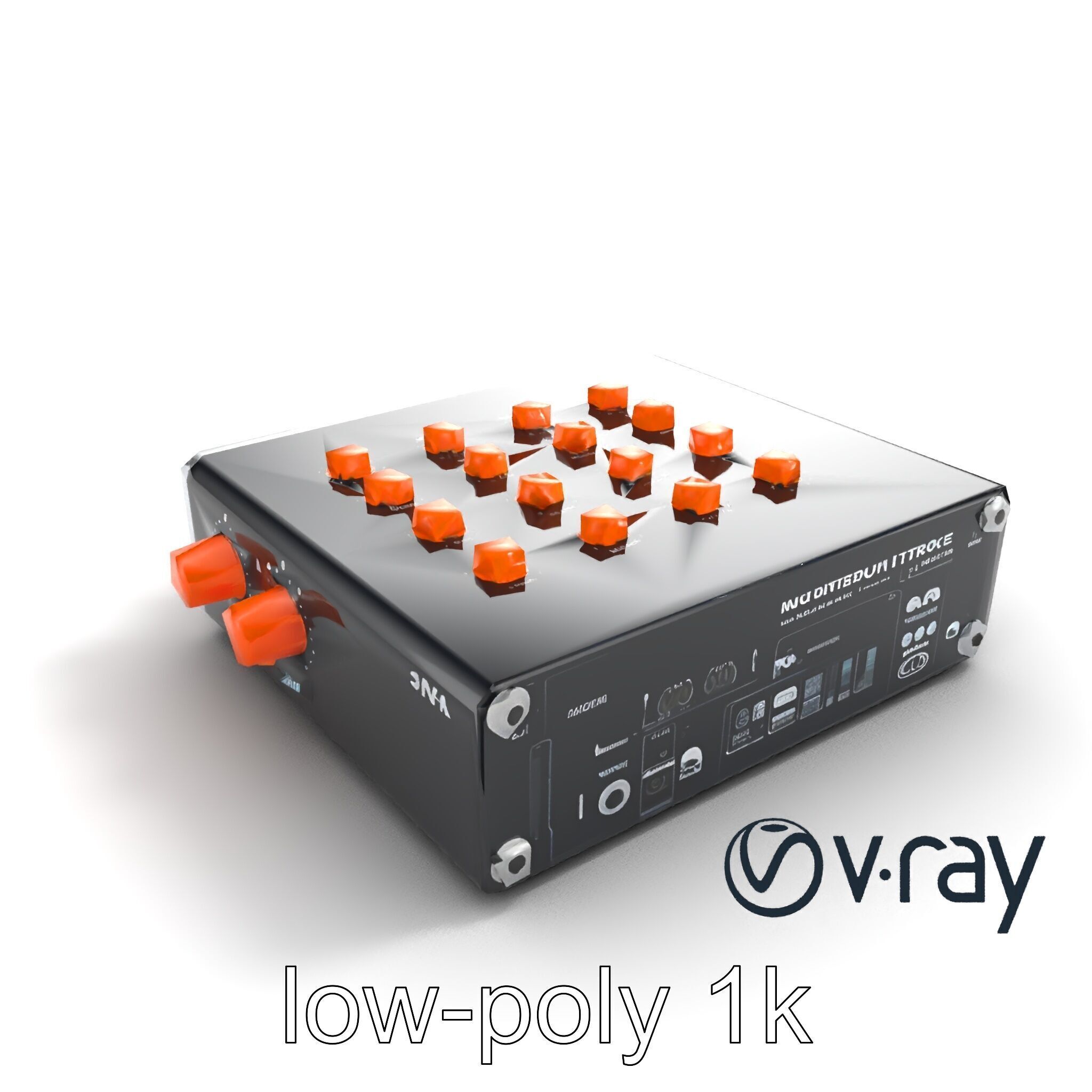 PixelMix Audio Interface model pack with neon-orange dials an... Low-poly 3D model_7