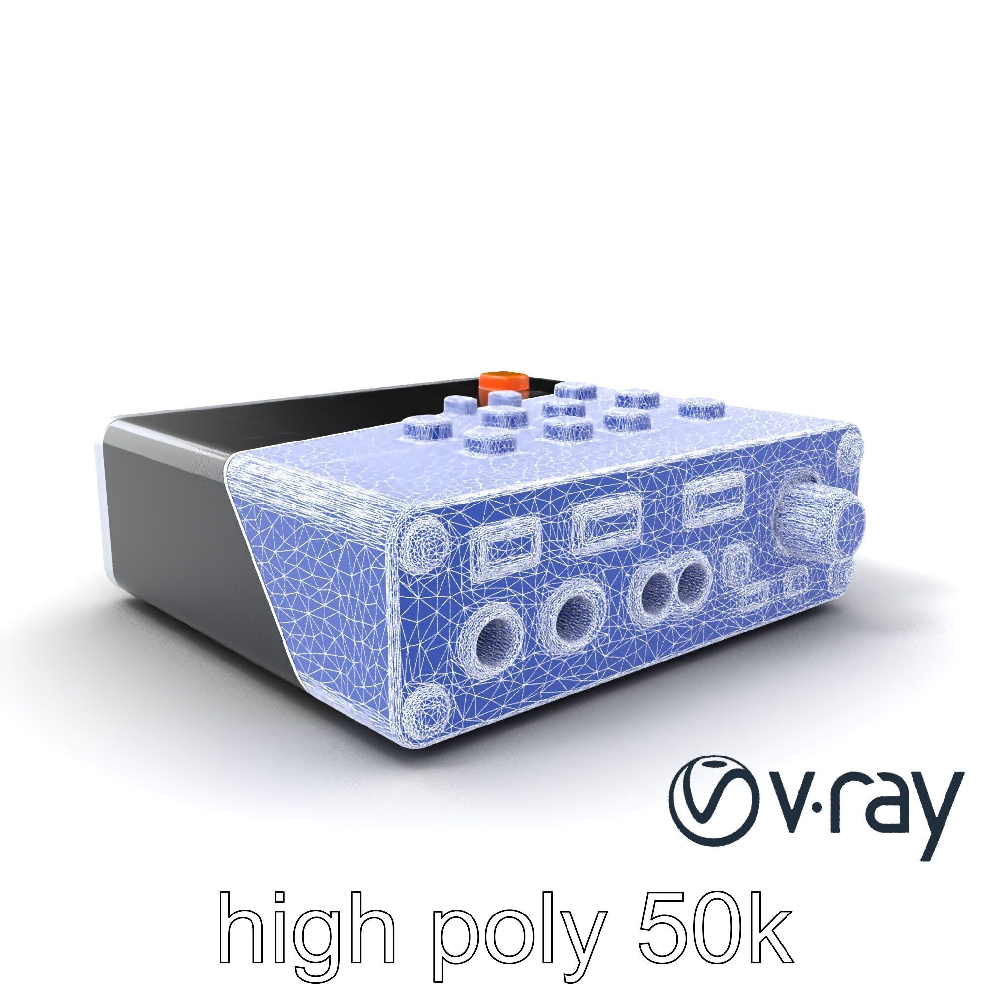 PixelMix Audio Interface model pack with neon-orange dials an... Low-poly 3D model_8