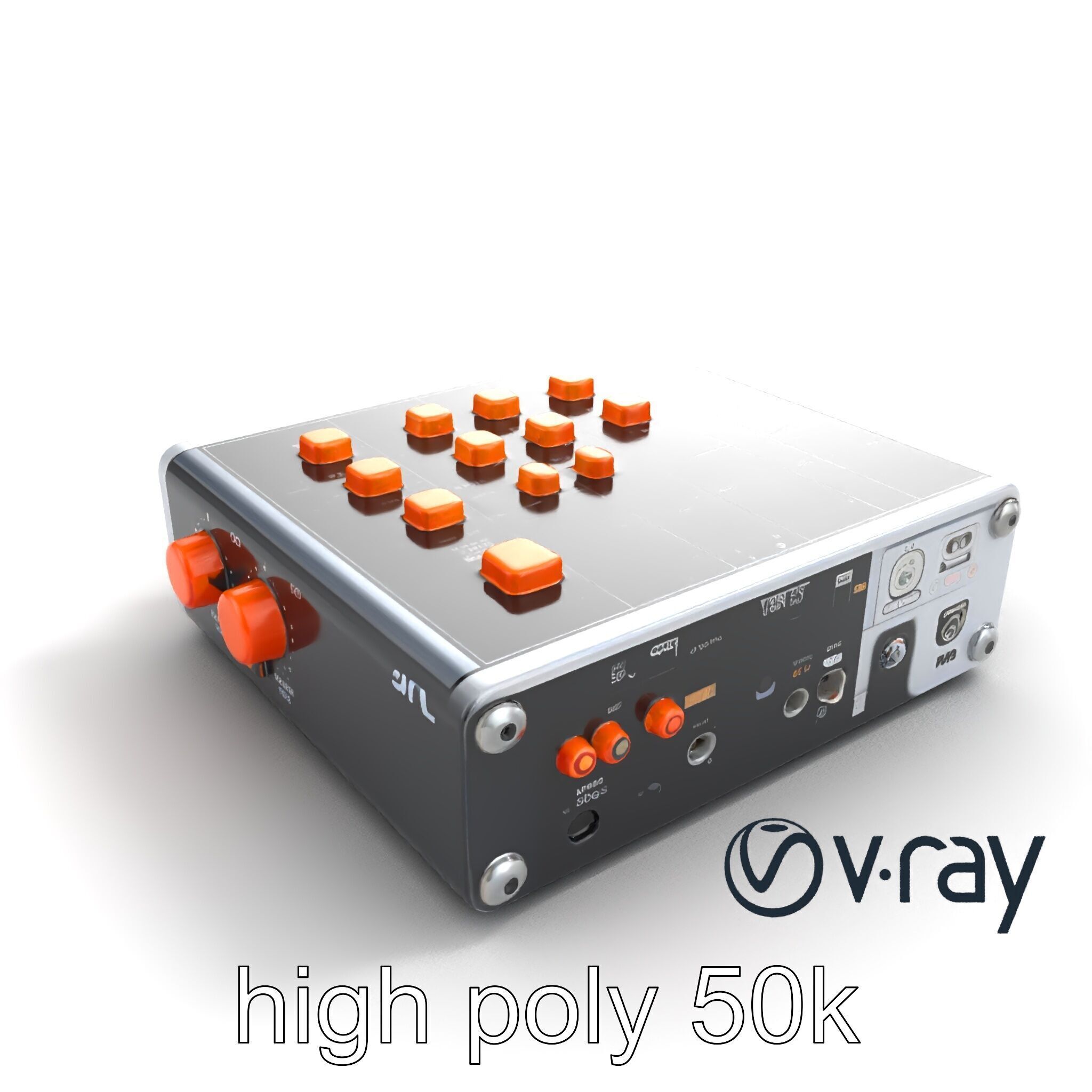 PixelMix Audio Interface model pack with neon-orange dials an... Low-poly 3D model_11