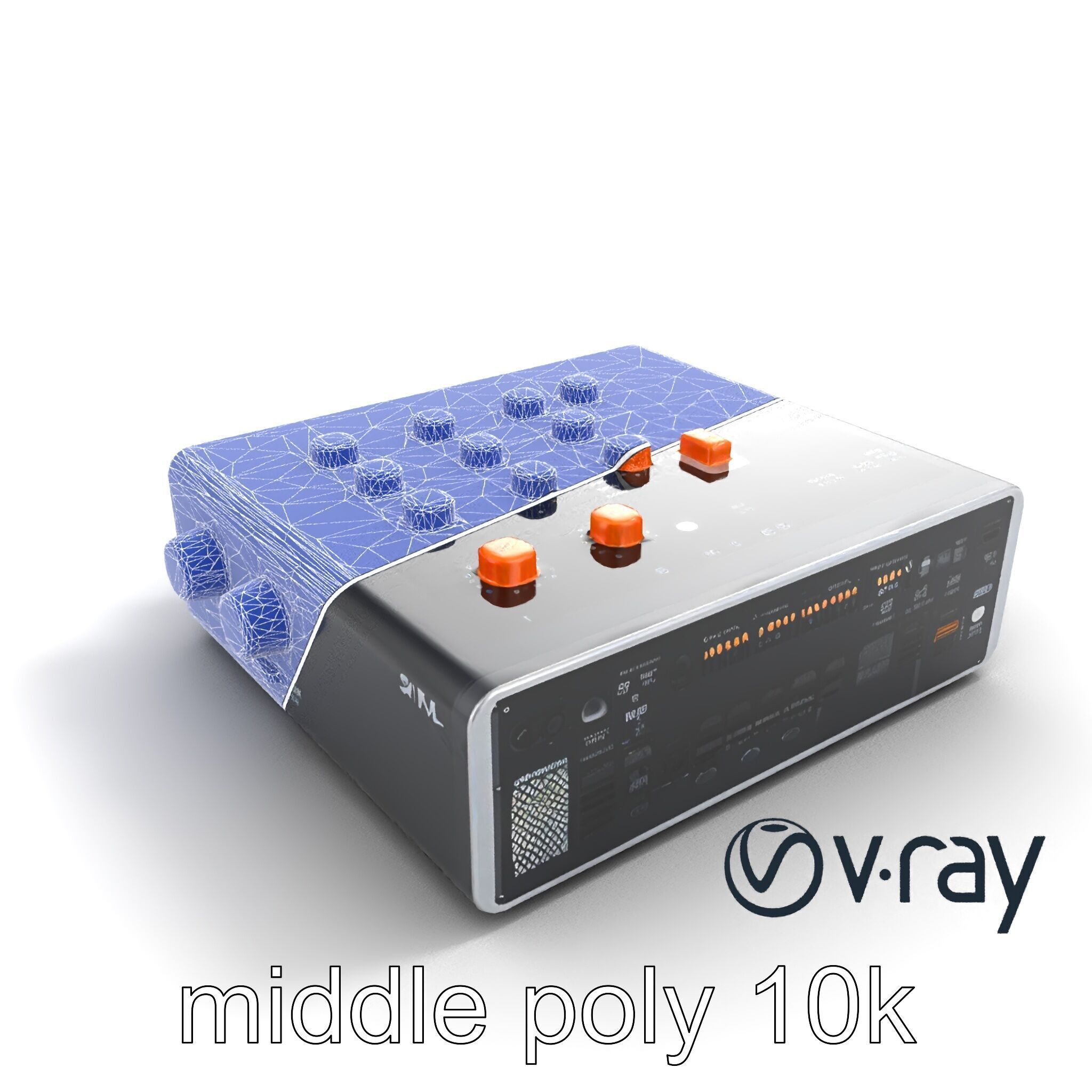 PixelMix Audio Interface model pack with neon-orange dials an... Low-poly 3D model_20