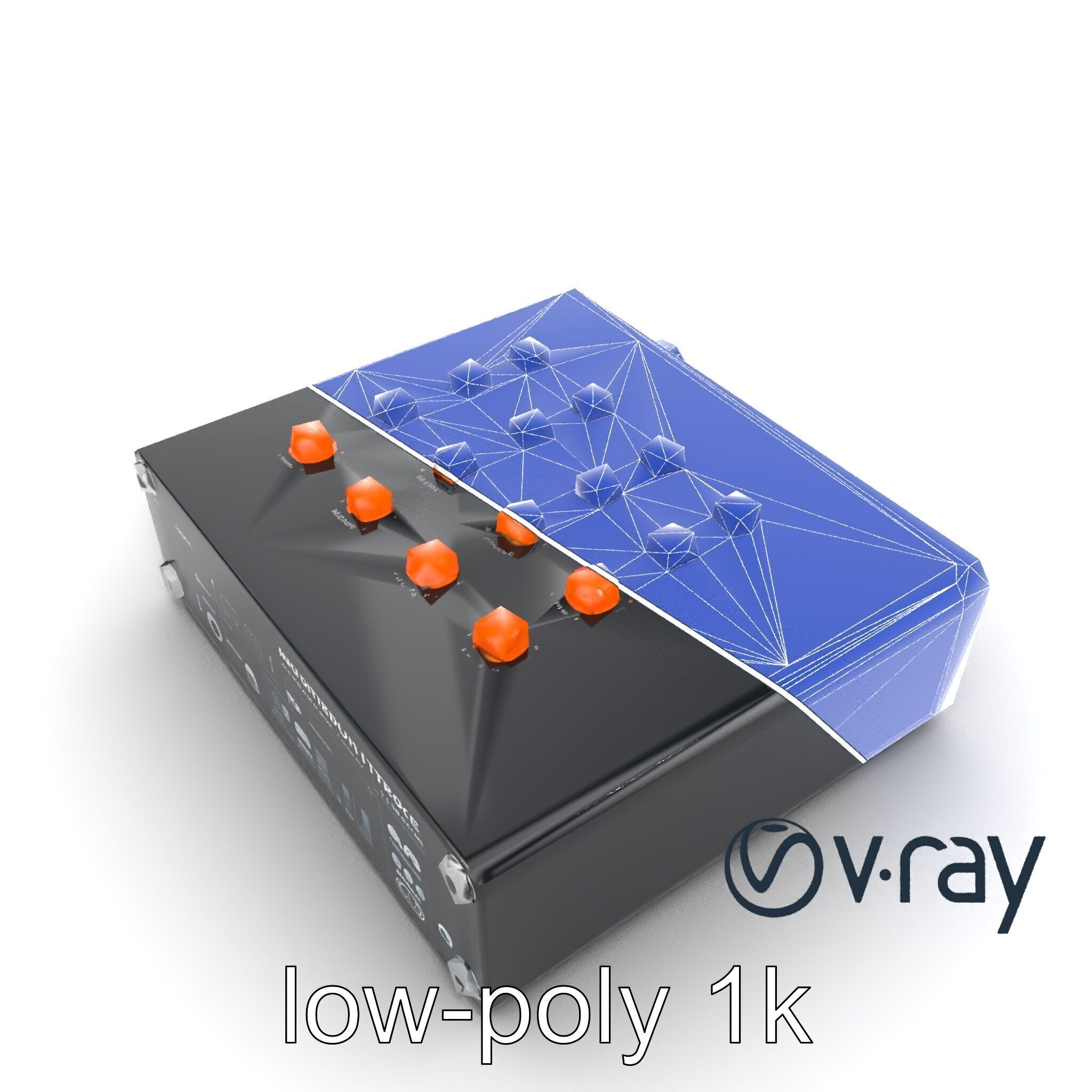 PixelMix Audio Interface model pack with neon-orange dials an... Low-poly 3D model_31
