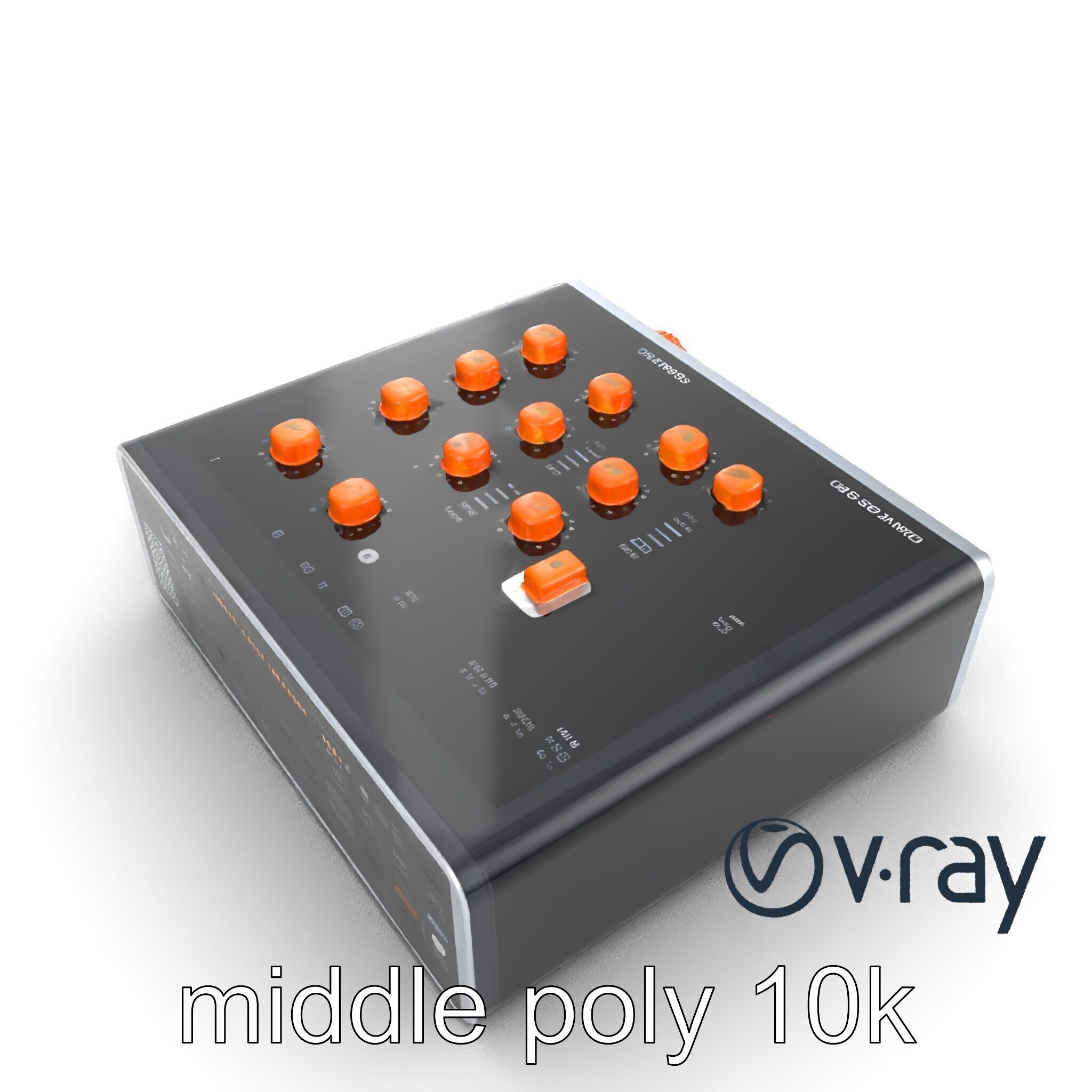 PixelMix Audio Interface model pack with neon-orange dials an... Low-poly 3D model_29