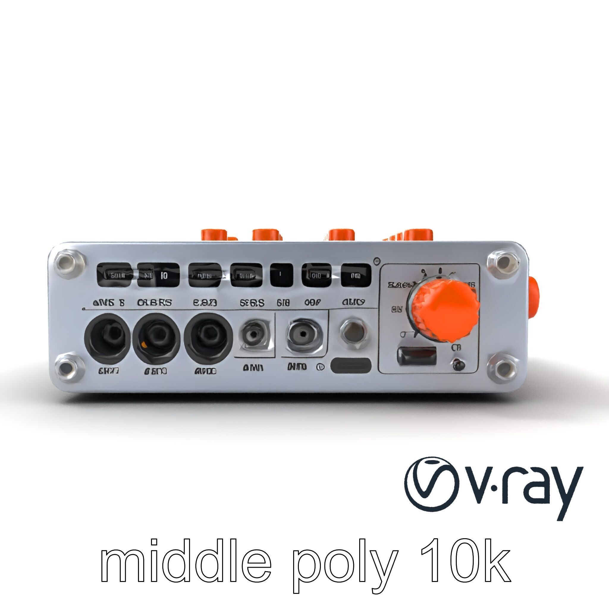 PixelMix Audio Interface model pack with neon-orange dials an... Low-poly 3D model_12