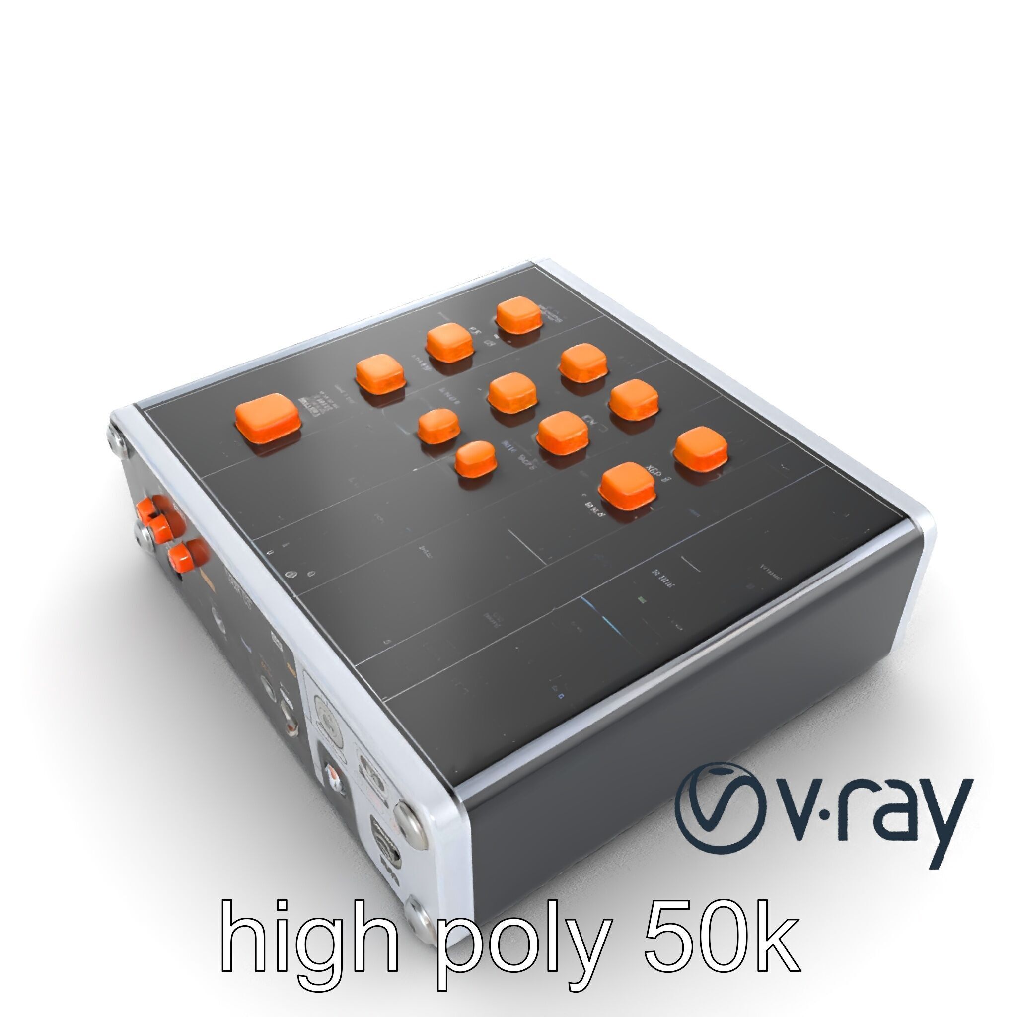 PixelMix Audio Interface model pack with neon-orange dials an... Low-poly 3D model_13