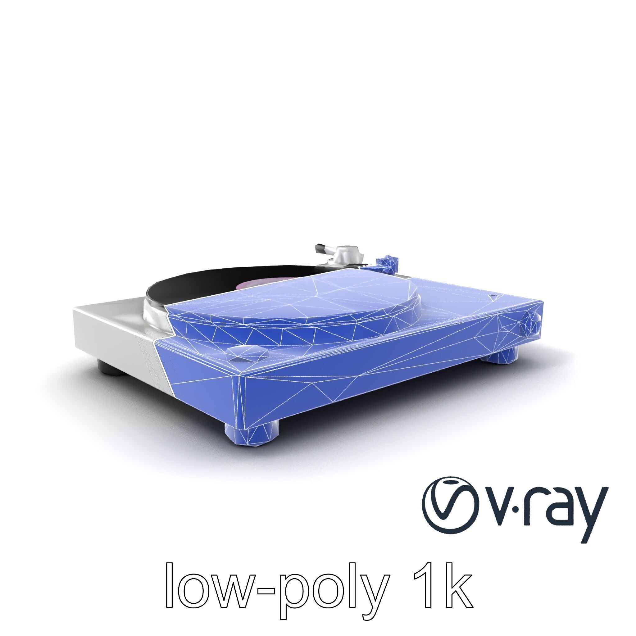 RetroWave Turntable Holographic Display model pack Low-poly 3D model_7