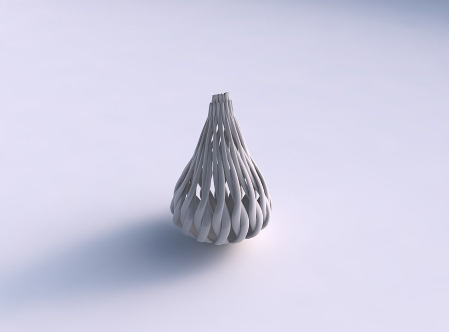 Vase oval twisted with muscle structure and soft tips long top 3D print model_0