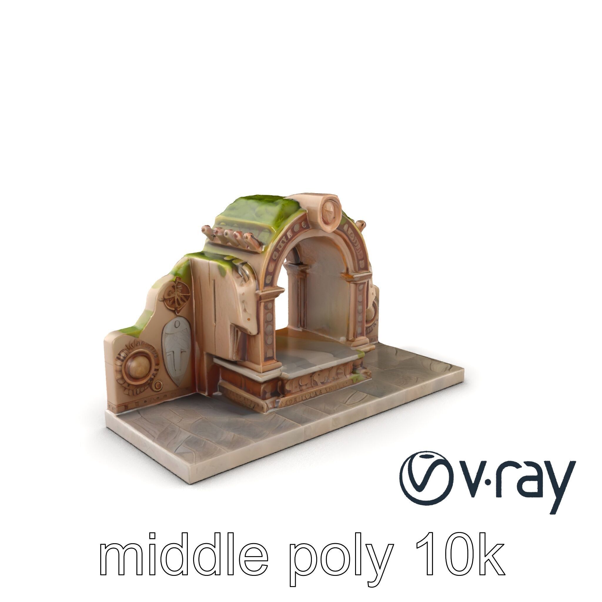 Ancient Stone Altar Model Pack with Intricate Carvings Low-poly 3D model_3