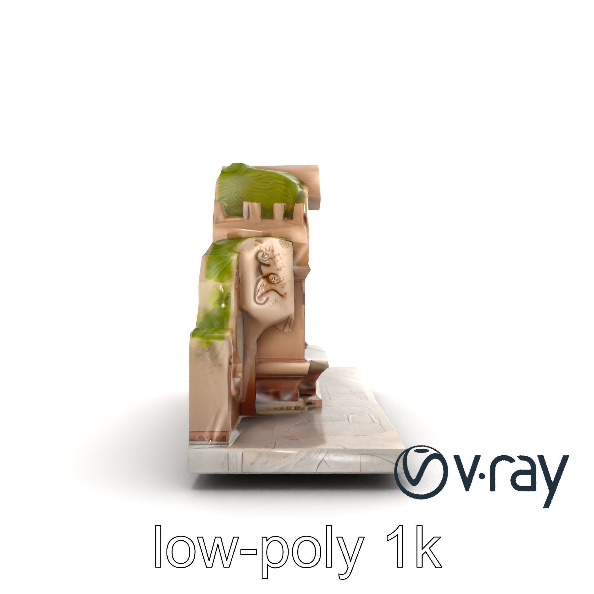 Ancient Stone Altar Model Pack with Intricate Carvings Low-poly 3D model_32