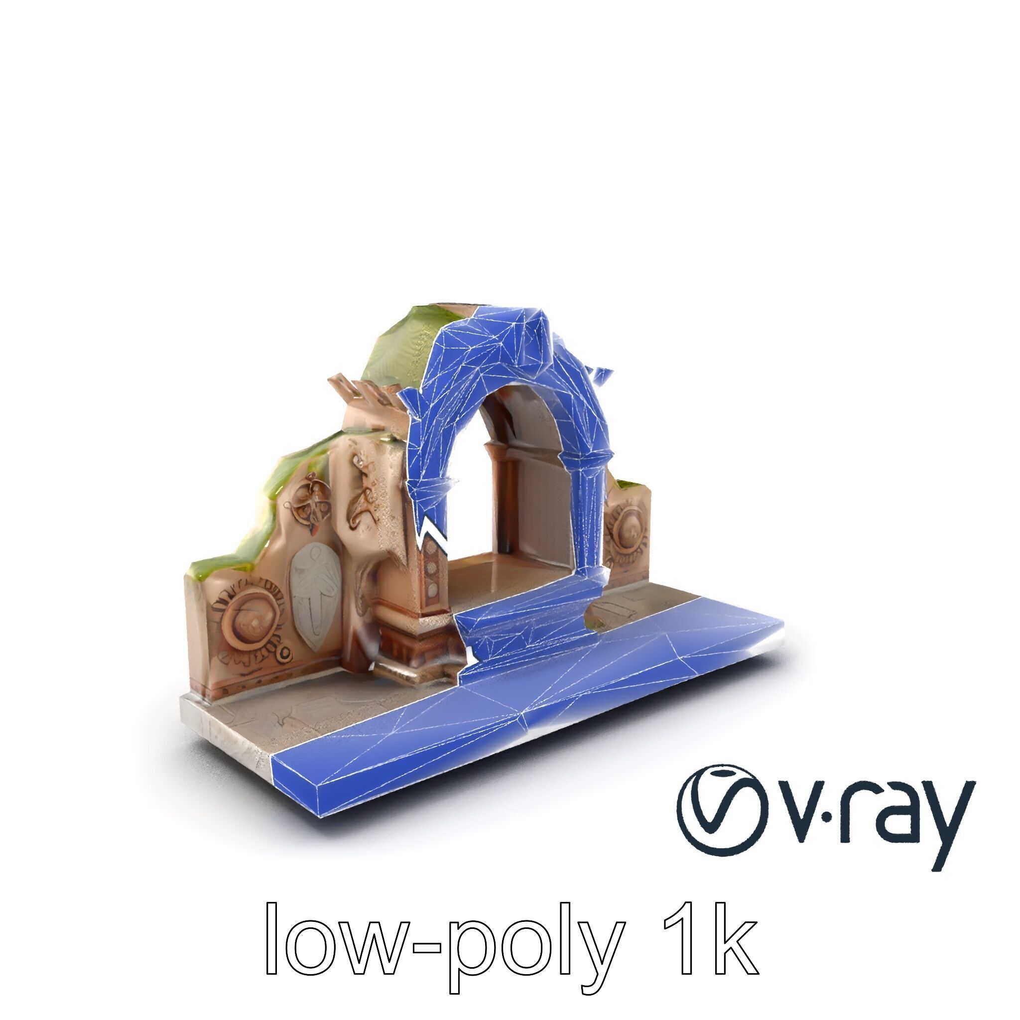 Ancient Stone Altar Model Pack with Intricate Carvings Low-poly 3D model_10