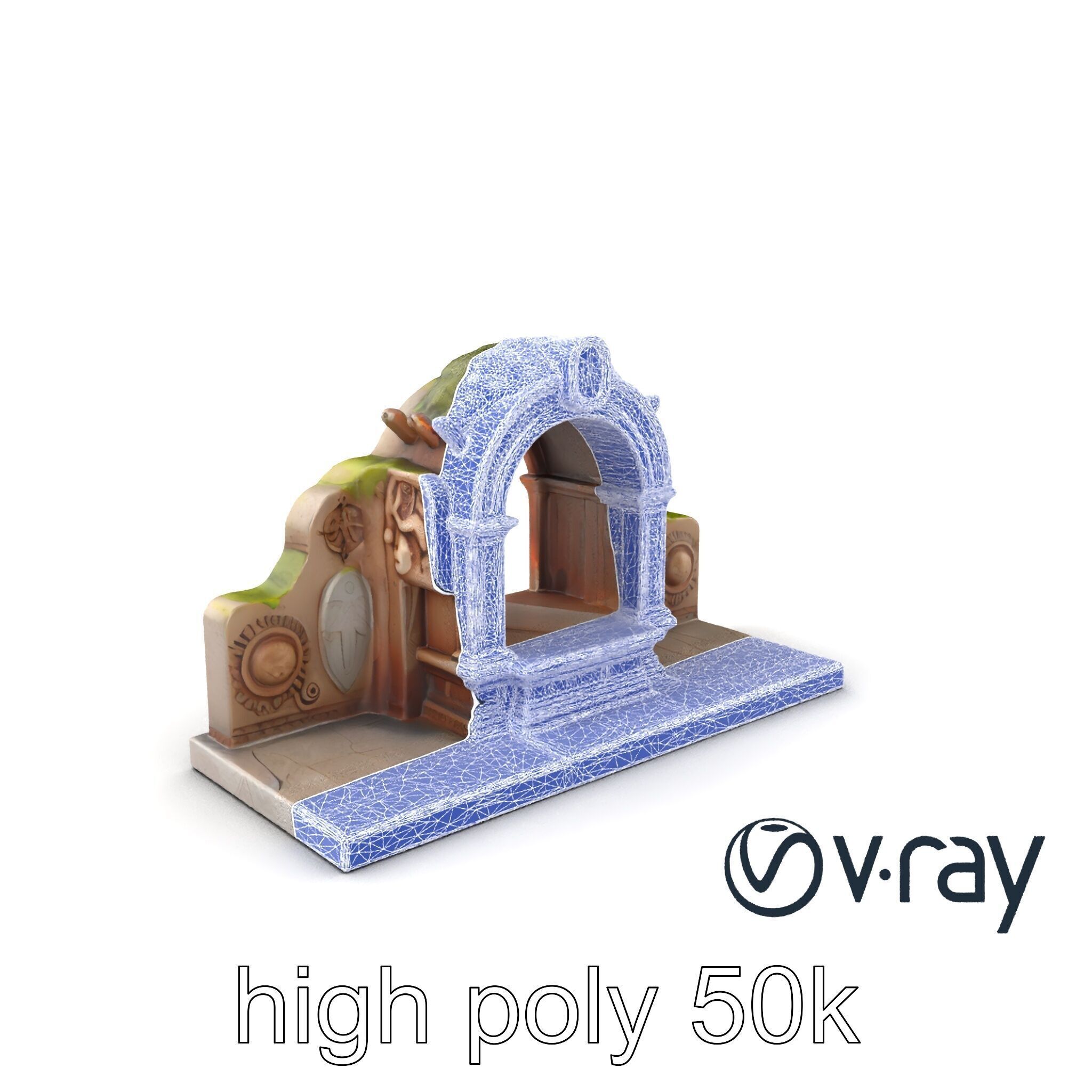 Ancient Stone Altar Model Pack with Intricate Carvings Low-poly 3D model_8