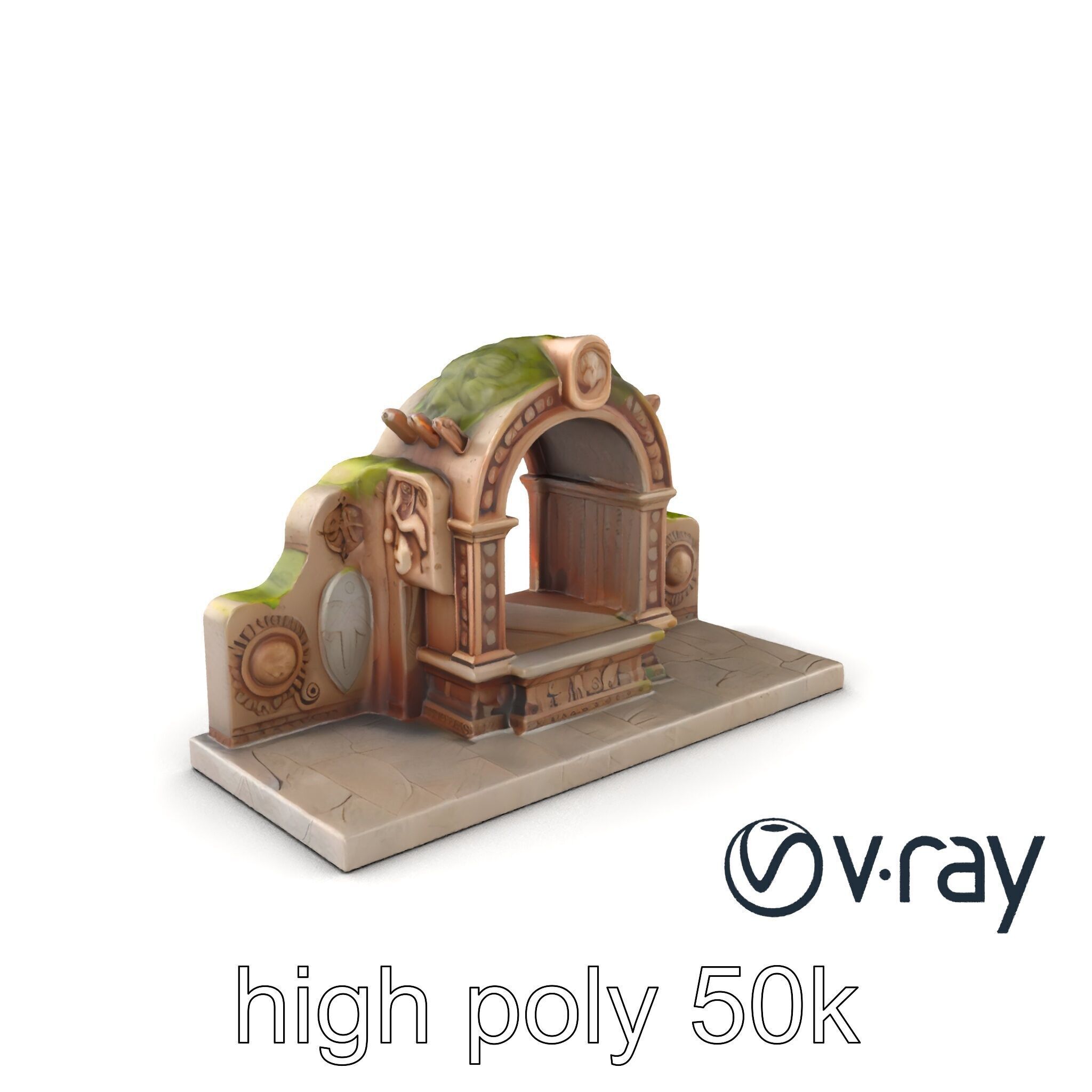 Ancient Stone Altar Model Pack with Intricate Carvings Low-poly 3D model_5