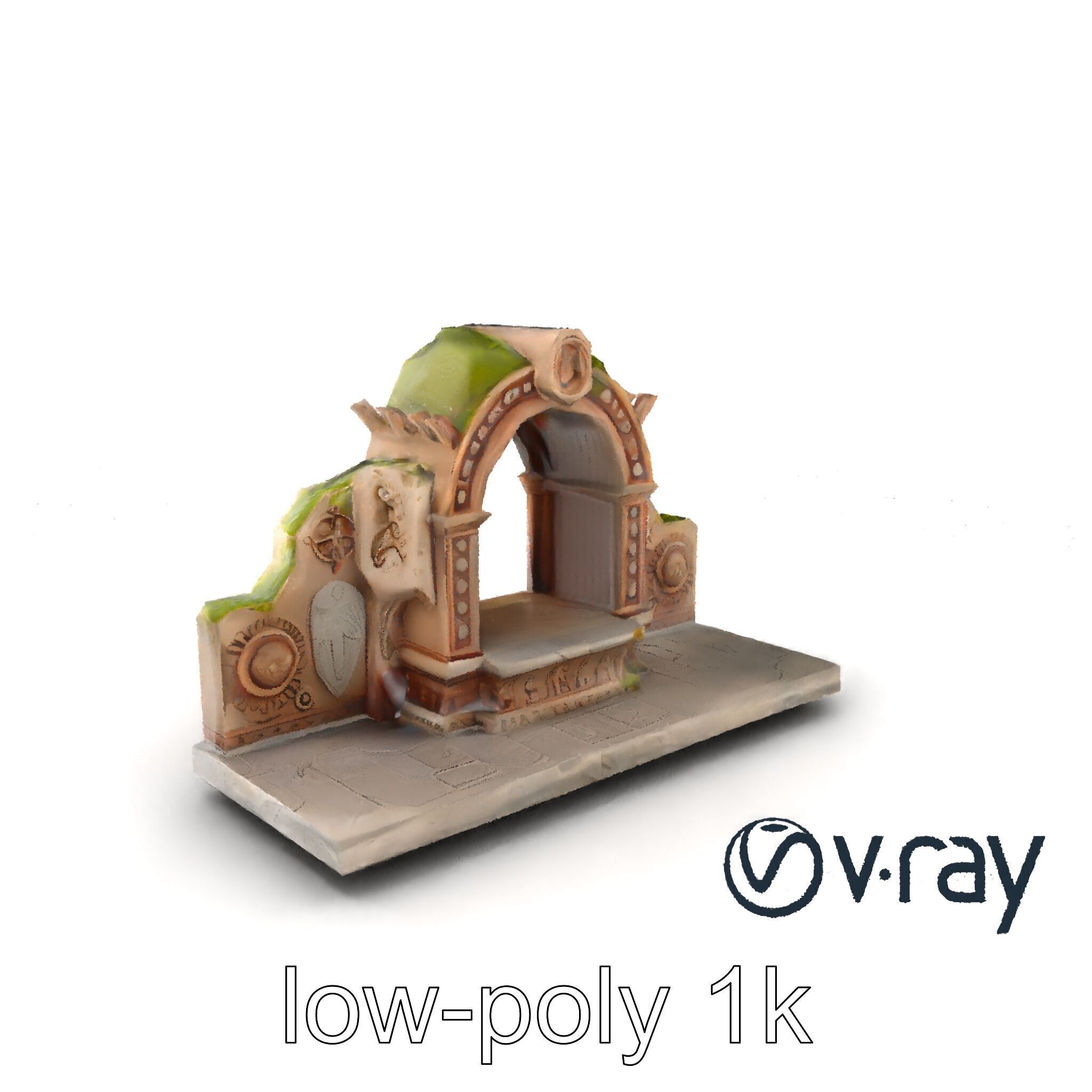 Ancient Stone Altar Model Pack with Intricate Carvings Low-poly 3D model_2