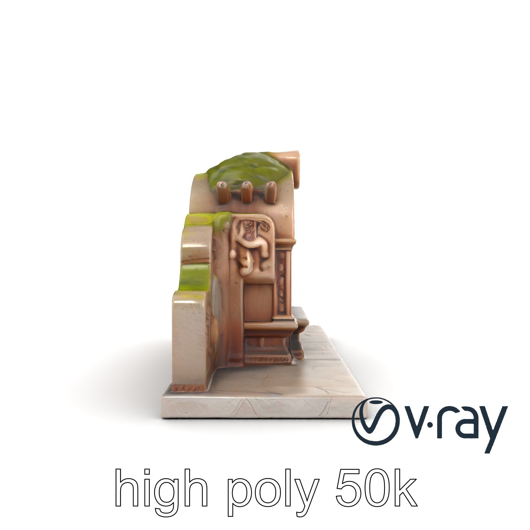 Ancient Stone Altar Model Pack with Intricate Carvings Low-poly 3D model_25