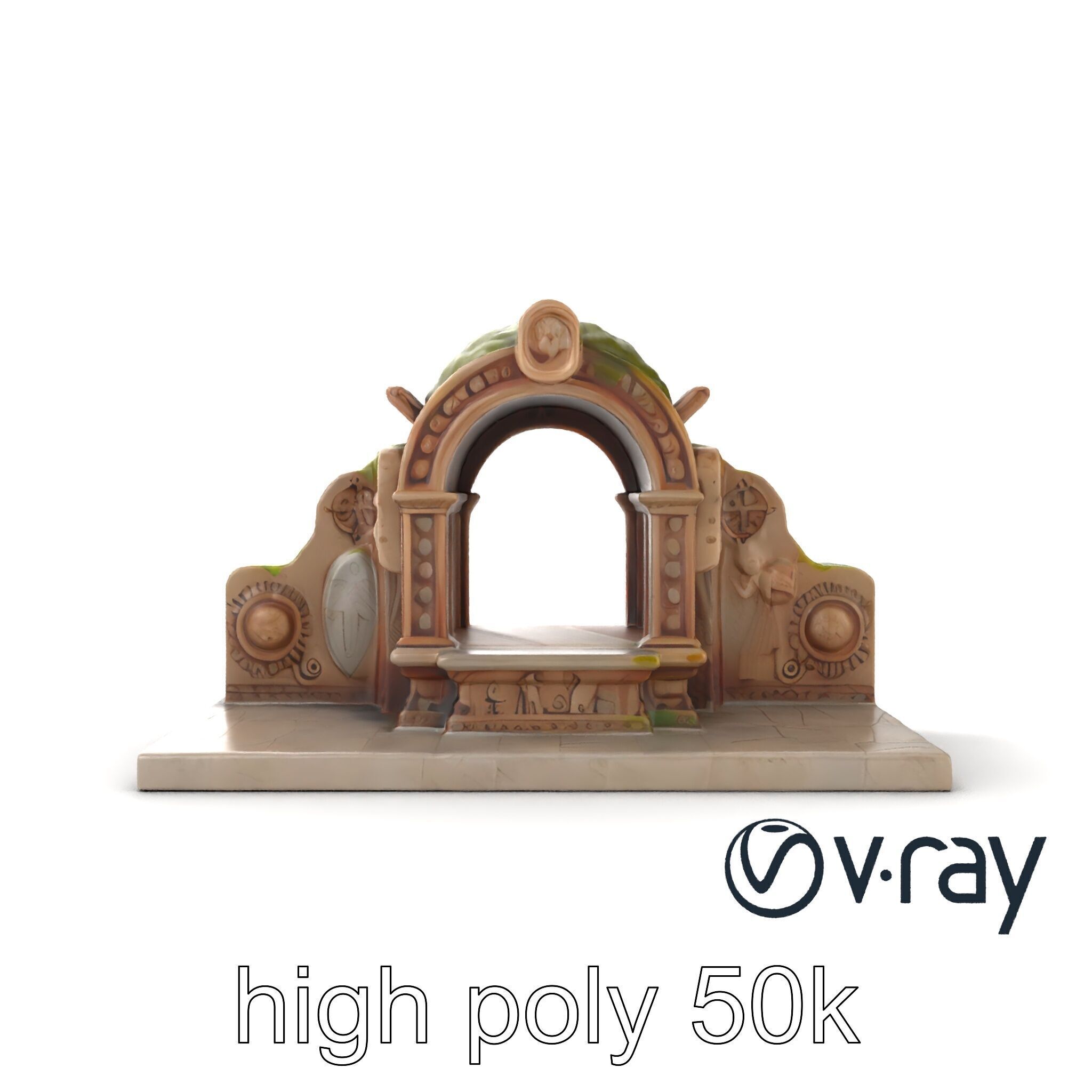 Ancient Stone Altar Model Pack with Intricate Carvings Low-poly 3D model_26