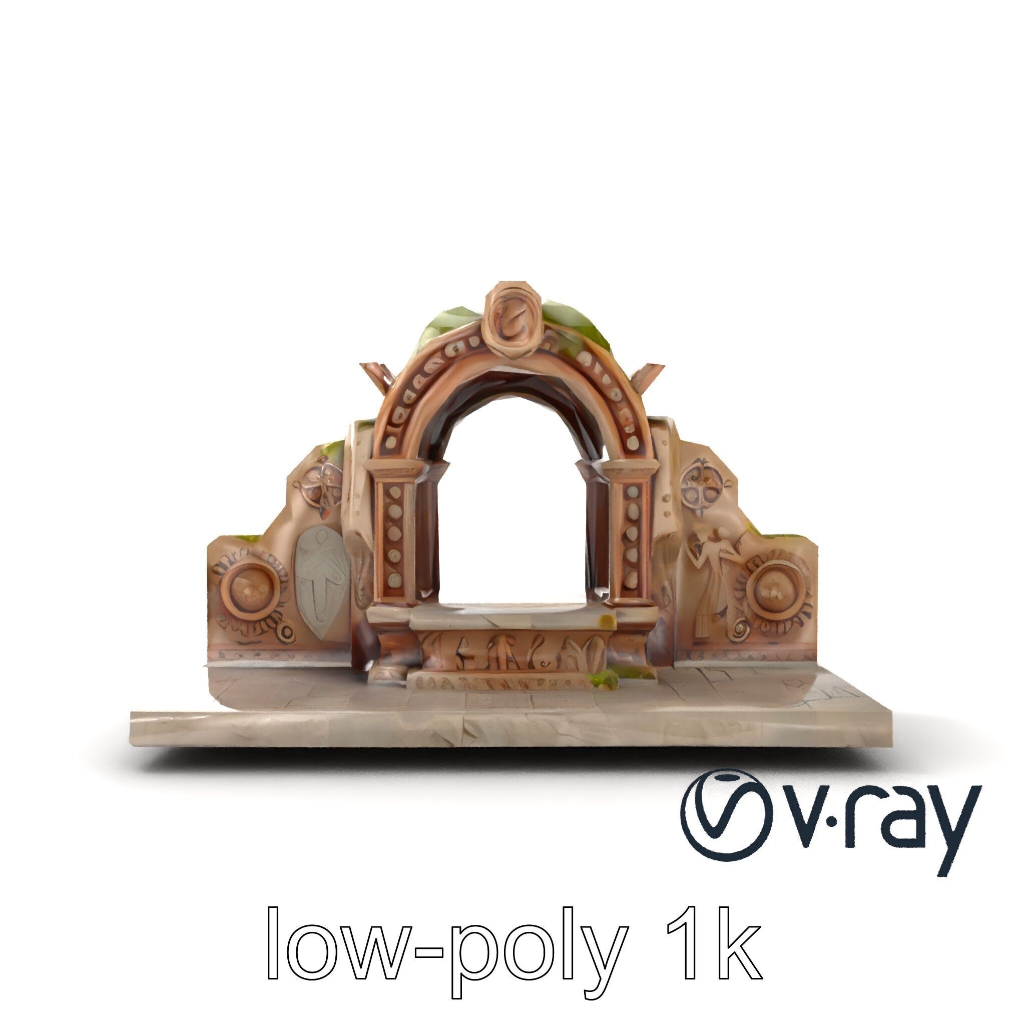 Ancient Stone Altar Model Pack with Intricate Carvings Low-poly 3D model_19