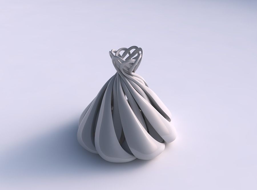 Vase onion shape with twisted lines streched top 3D print model_0