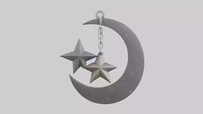 Moon and star keychain model 3D model