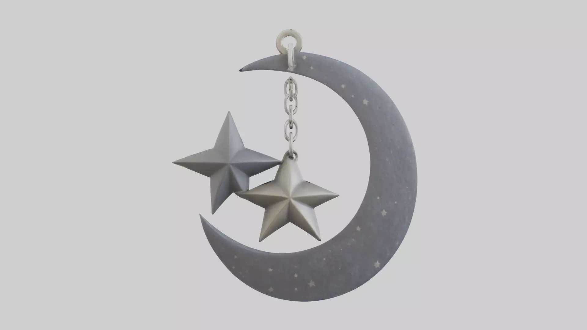 Moon and star keychain model 3D model_0