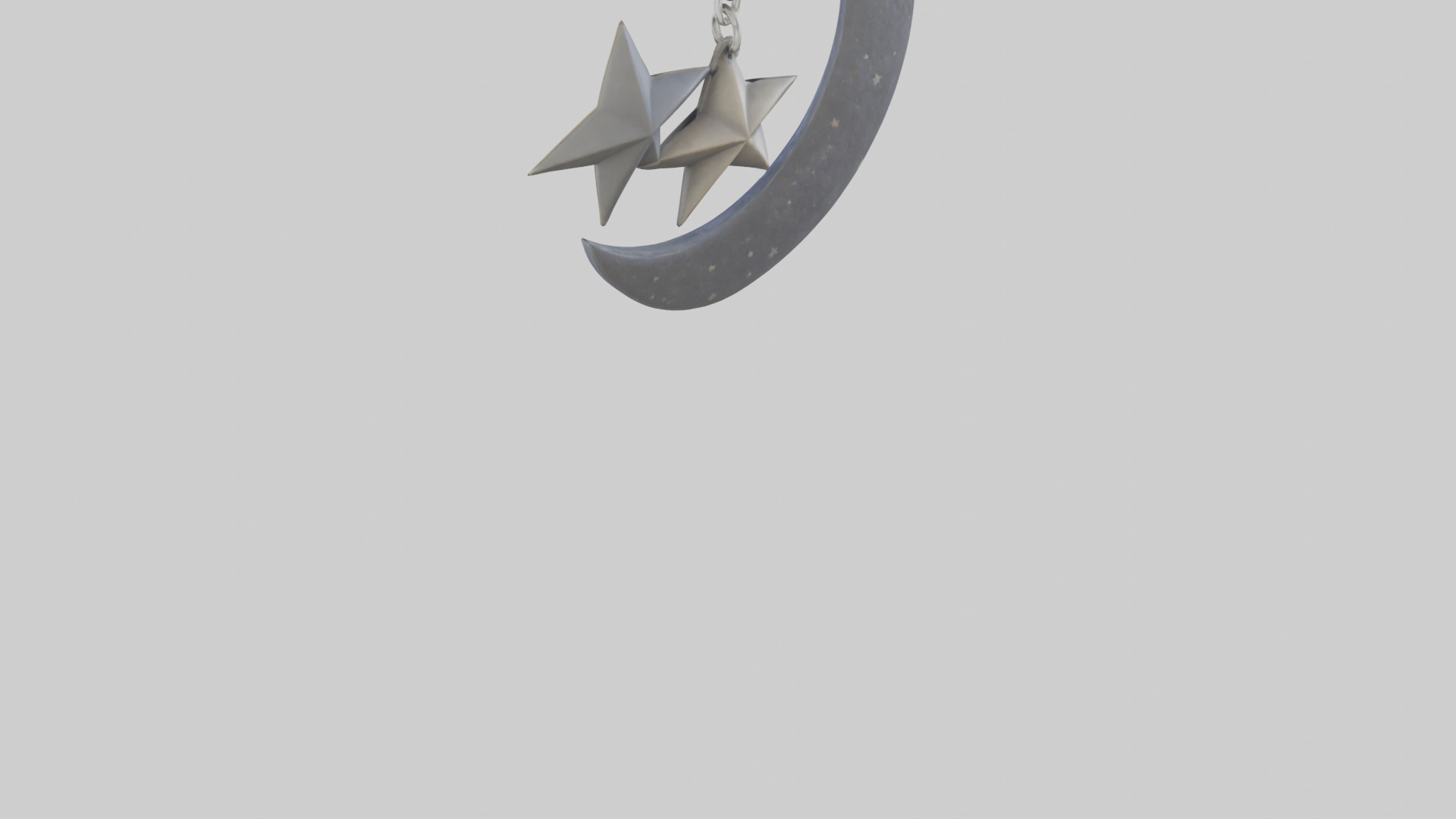 Moon and star keychain model 3D model_3