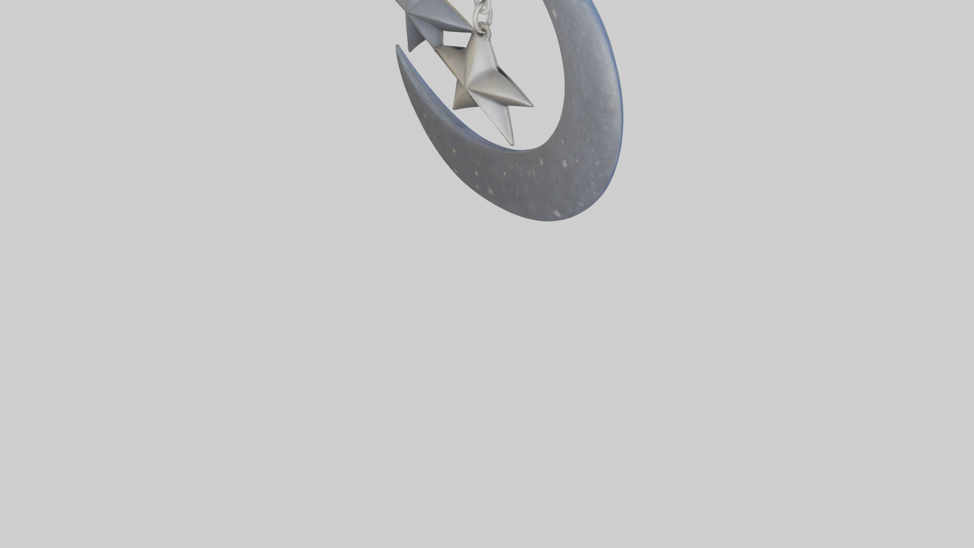 Moon and star keychain model 3D model_4