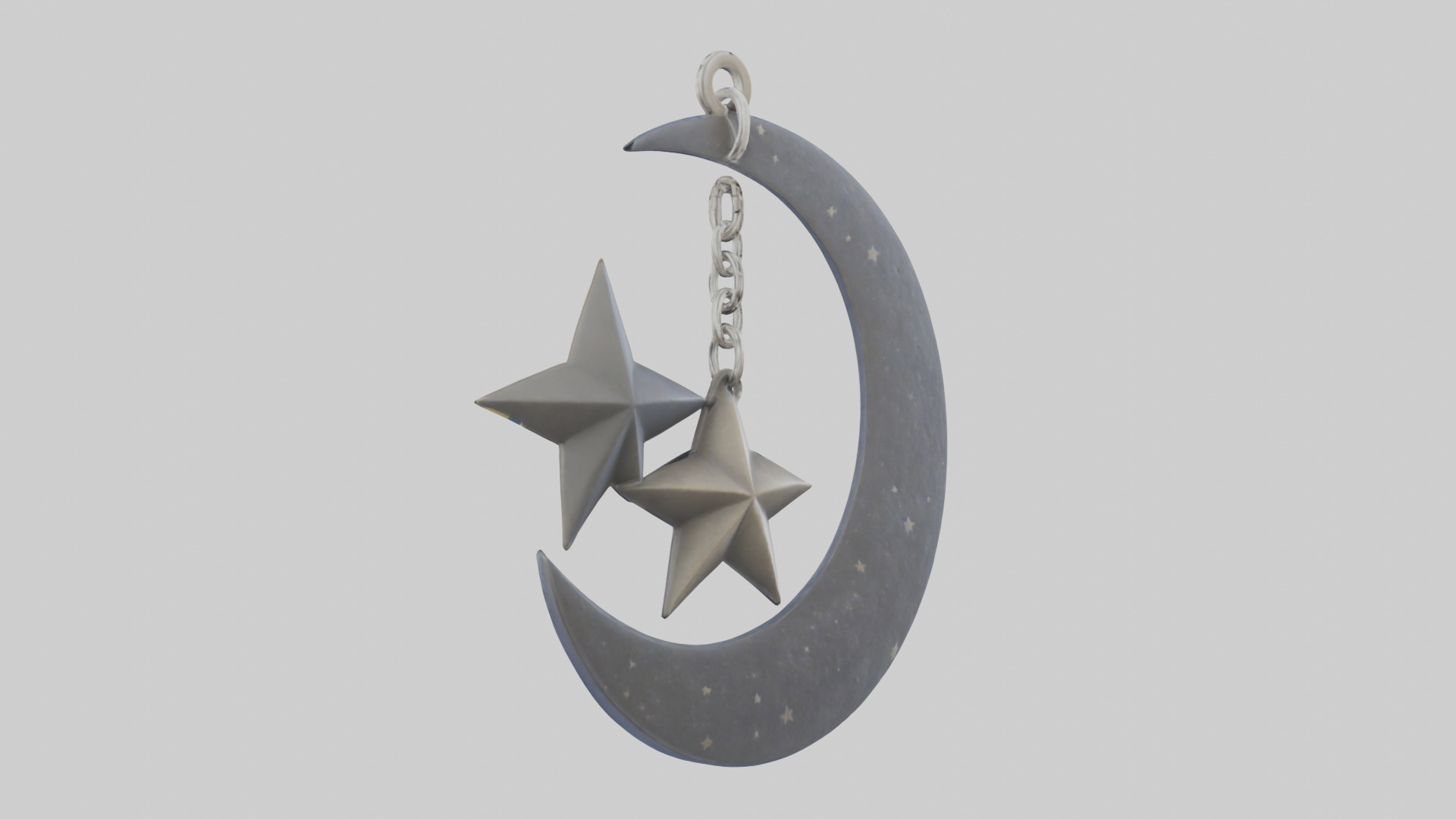 Moon and star keychain model 3D model_1