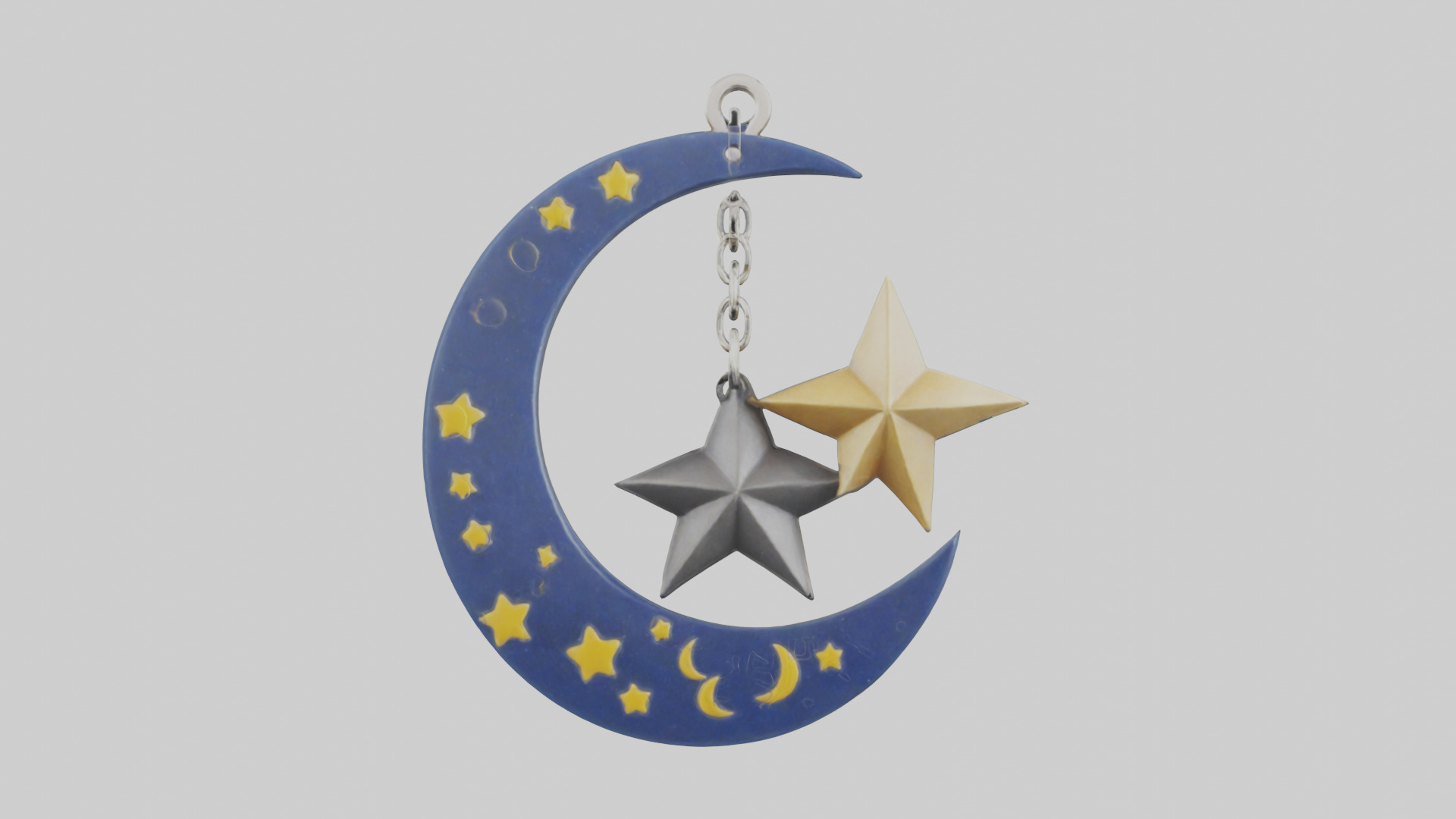 Moon and star keychain model 3D model_9