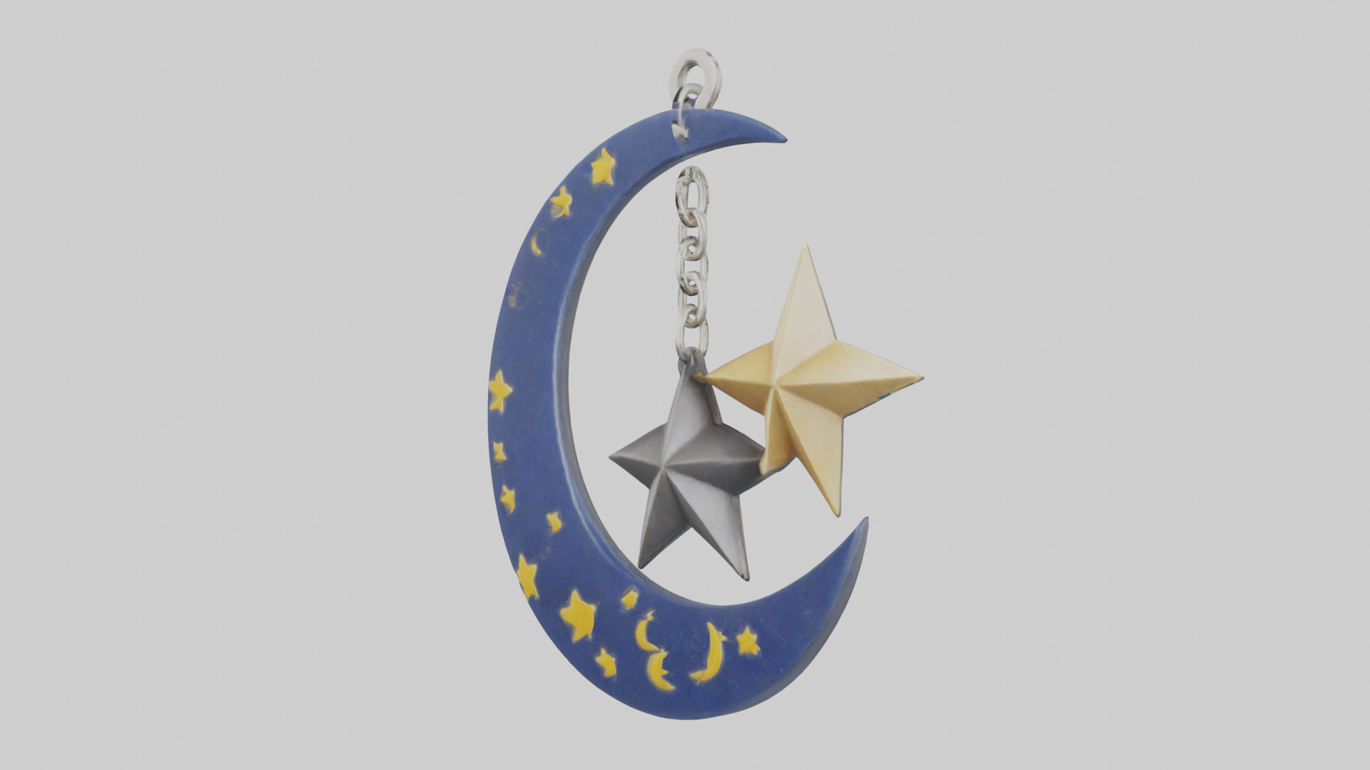 Moon and star keychain model 3D model_8