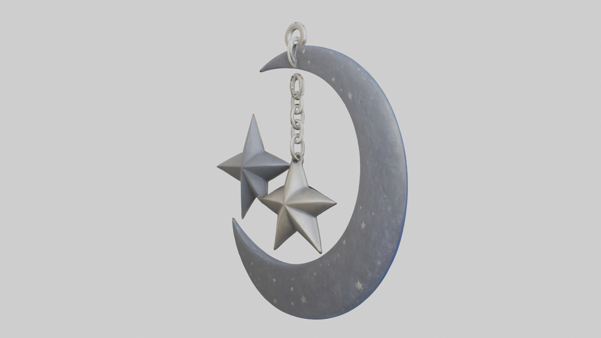 Moon and star keychain model 3D model_2