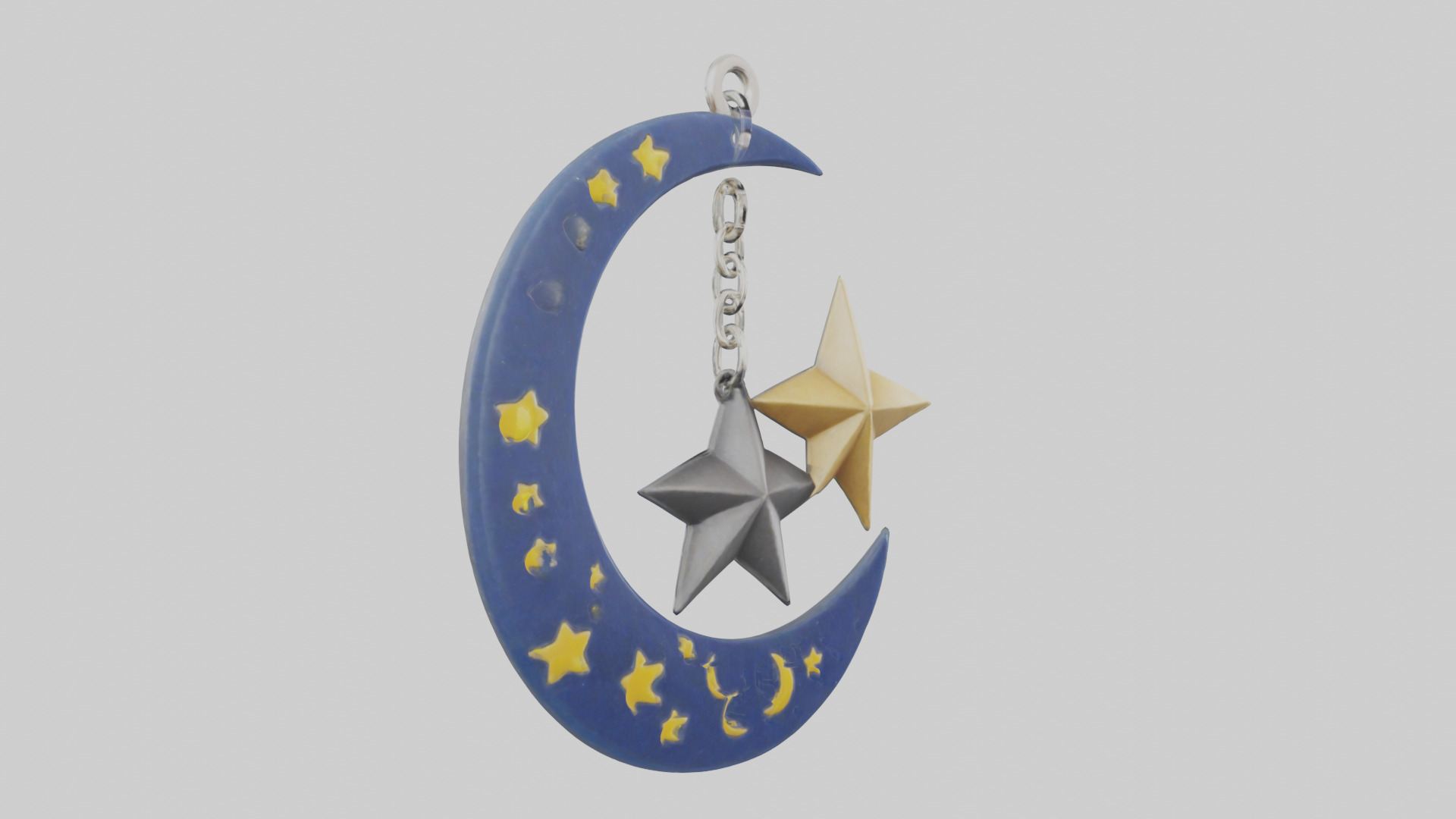 Moon and star keychain model 3D model_11