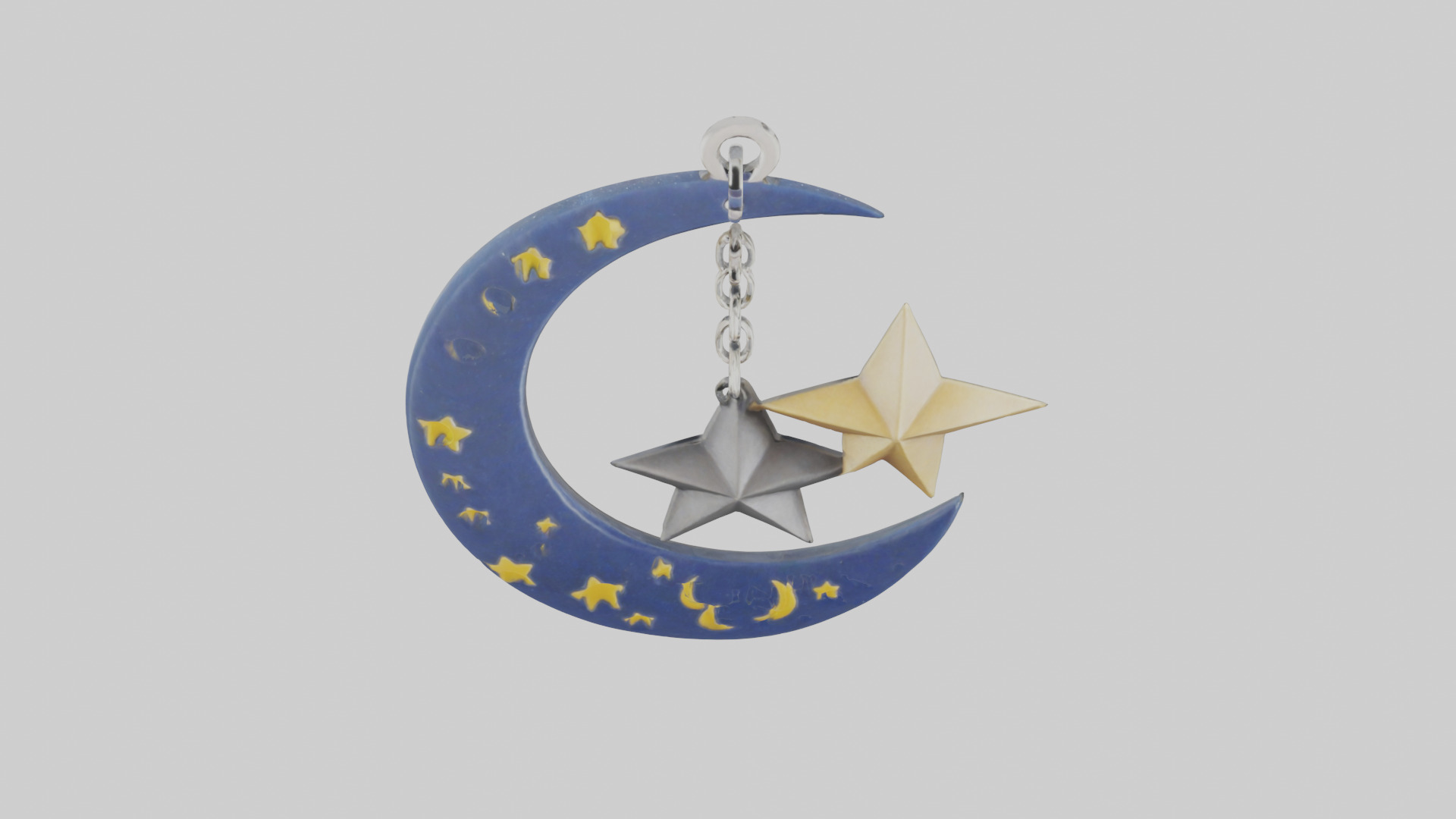 Moon and star keychain model 3D model_16