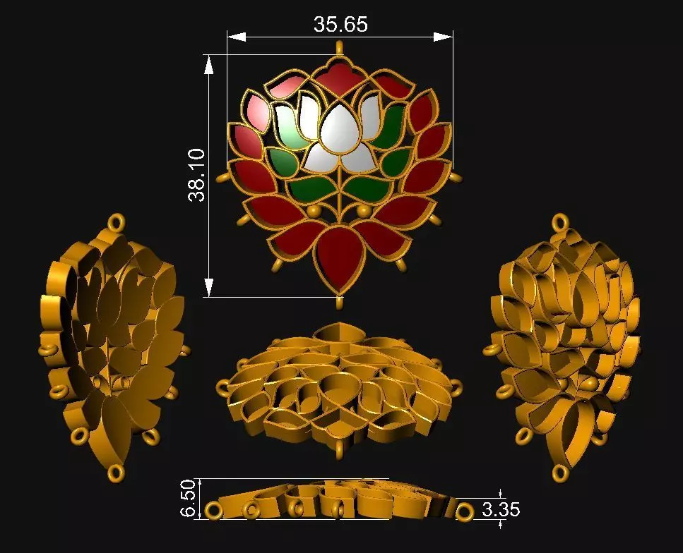 Kundan Earring - Jadau Tops Model No9 3D print model