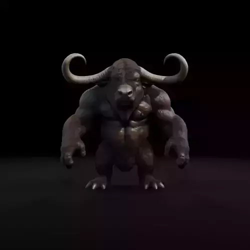 Anthropomorphic Rig-Ready Buffalo - Low Poly Asset Low-poly 3D model