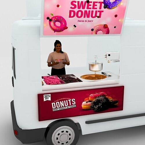 Donut Truck 4K 3D model