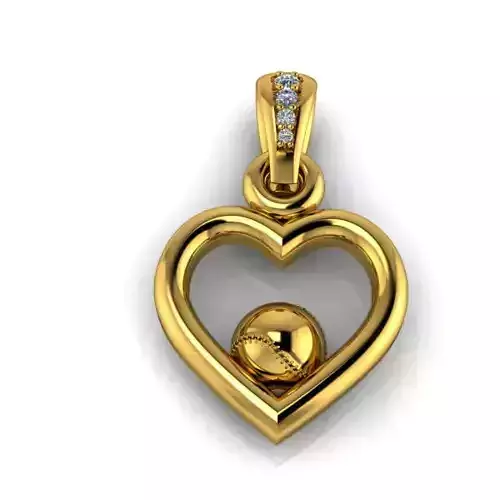 Baseball Heart Pendant Necklace Jewelry