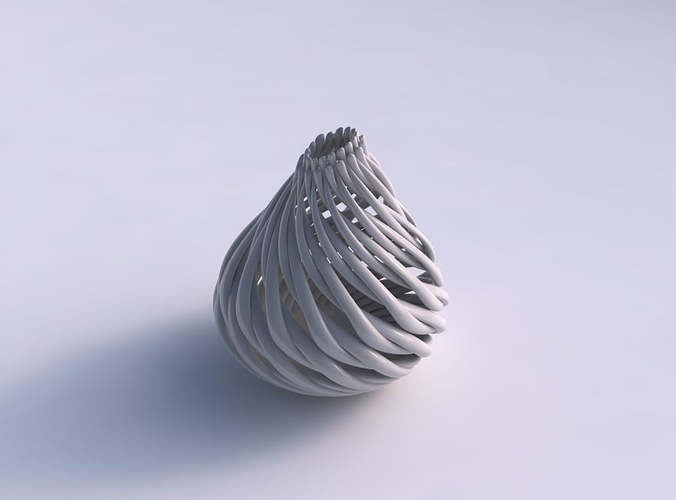 Vase oval twisted with muscle structure and soft tips streched top corner