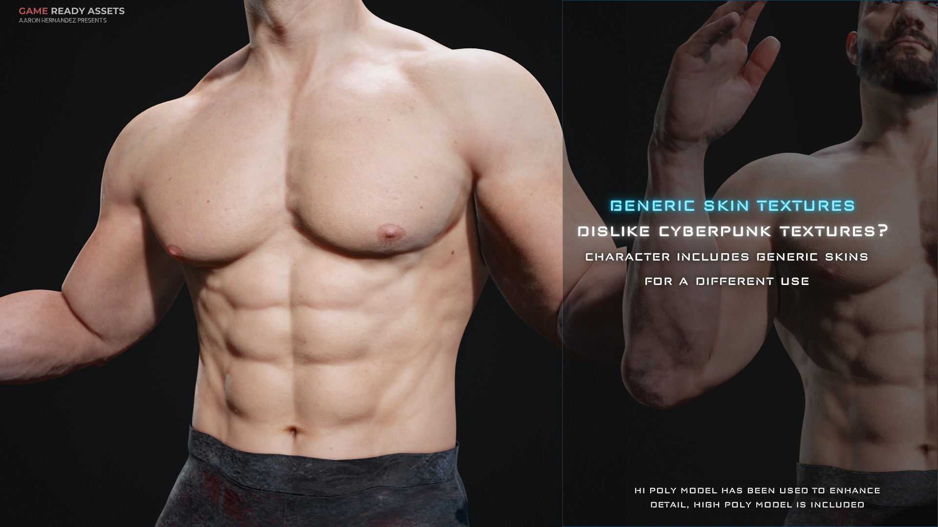 Base Male and Sci-fi Game Character Starter Low-poly 3D model_7