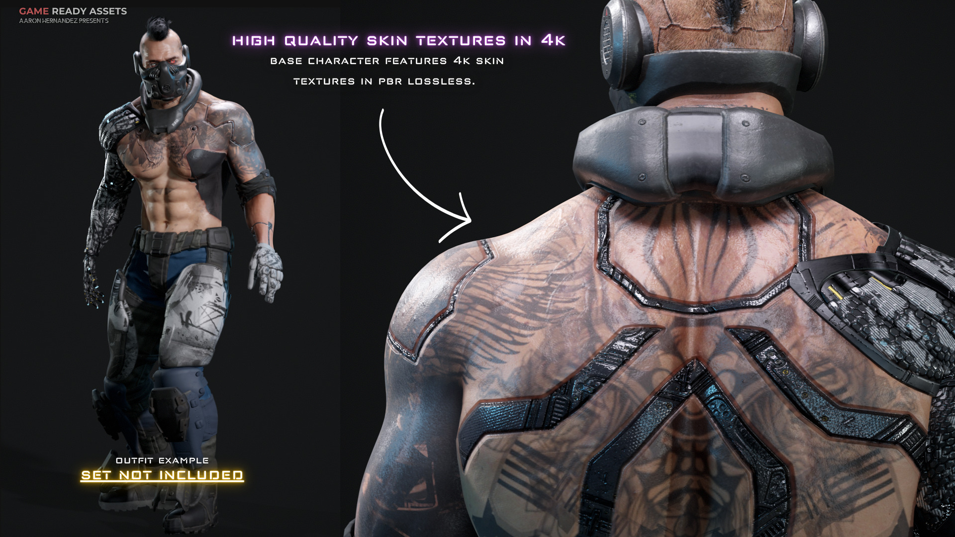 Base Male and Sci-fi Game Character Starter Low-poly 3D model_6